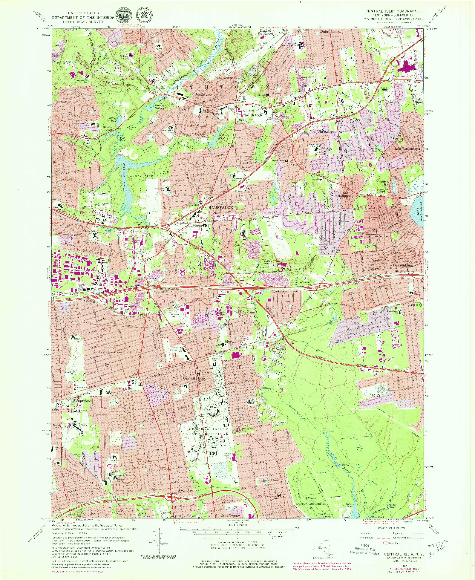 USGS 1:24000-SCALE QUADRANGLE FOR CENTRAL ISLIP, NY 1967