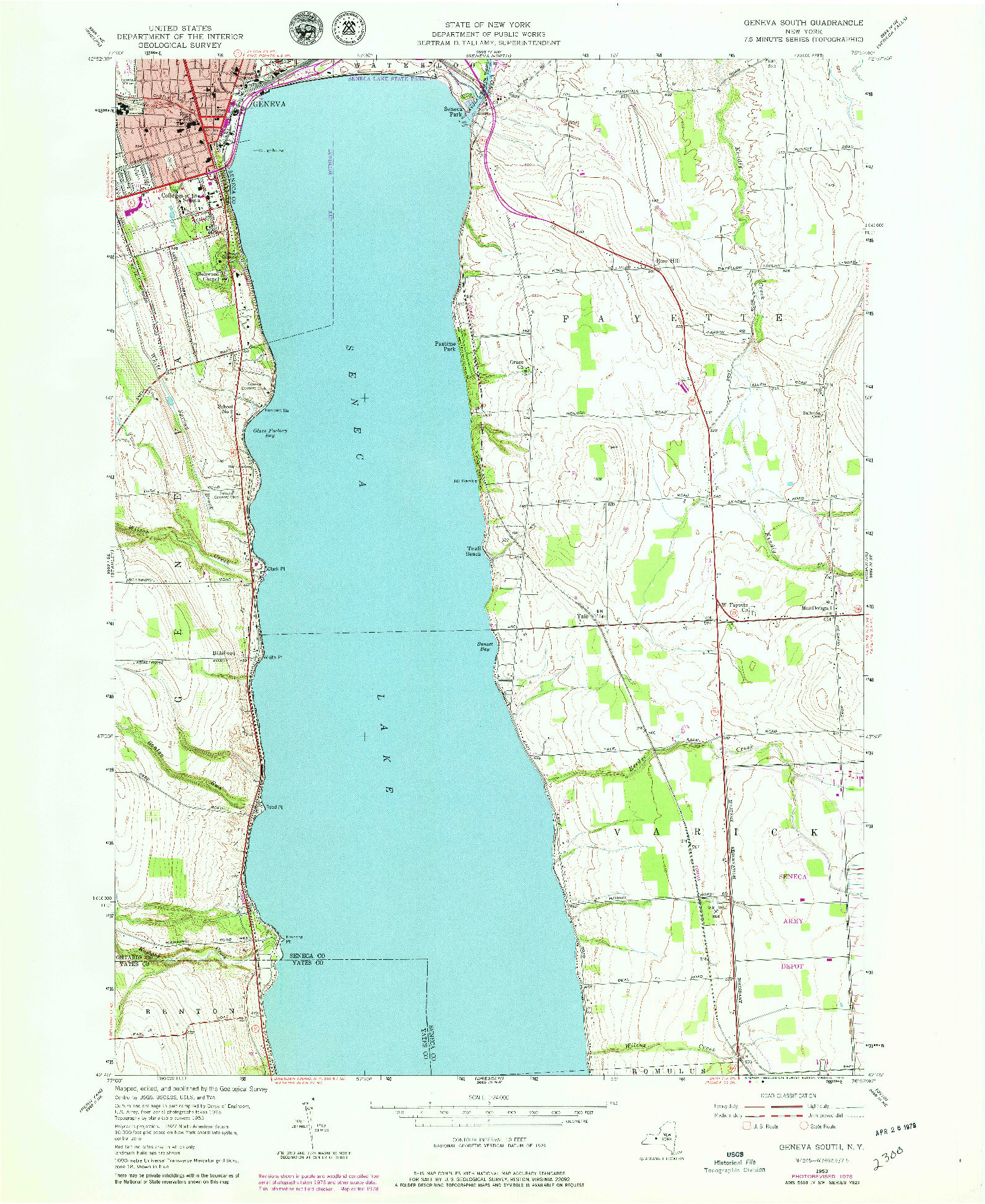 USGS 1:24000-SCALE QUADRANGLE FOR GENEVA SOUTH, NY 1953