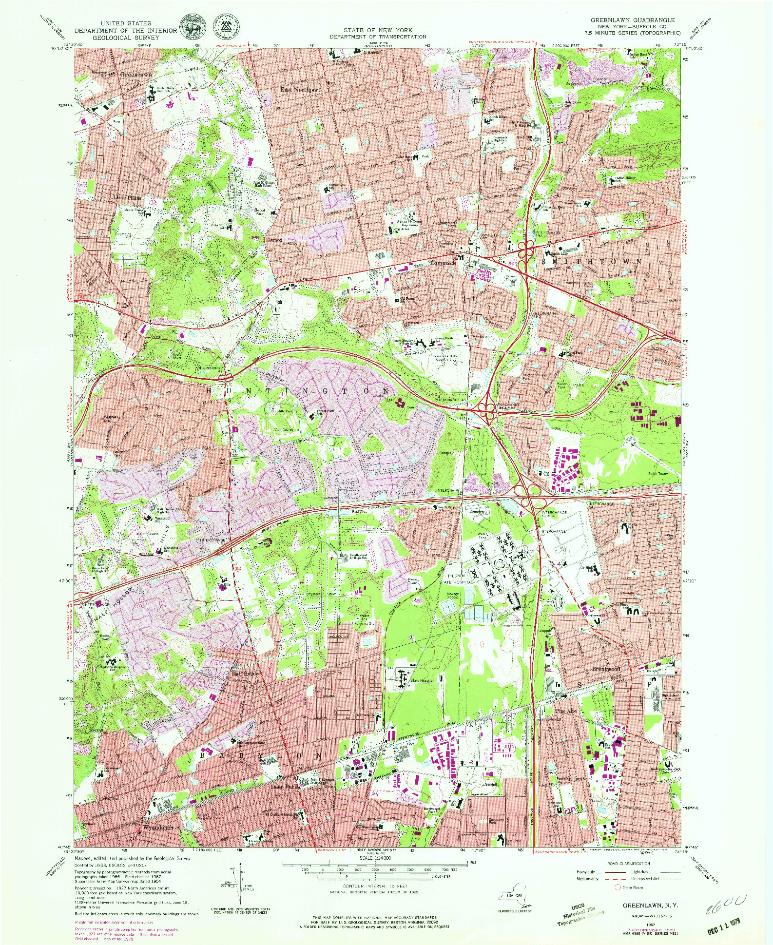 USGS 1:24000-SCALE QUADRANGLE FOR GREENLAWN, NY 1979