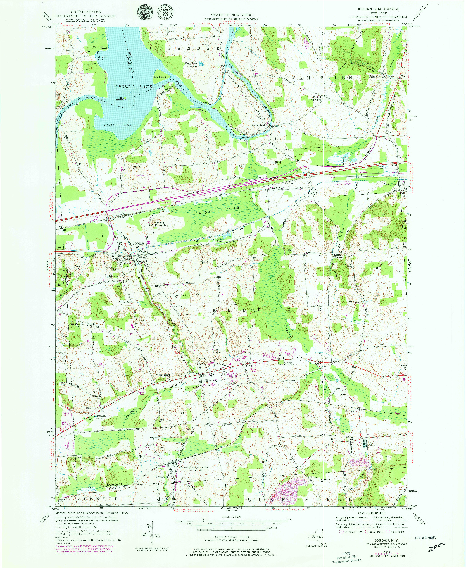 USGS 1:24000-SCALE QUADRANGLE FOR JORDAN, NY 1978