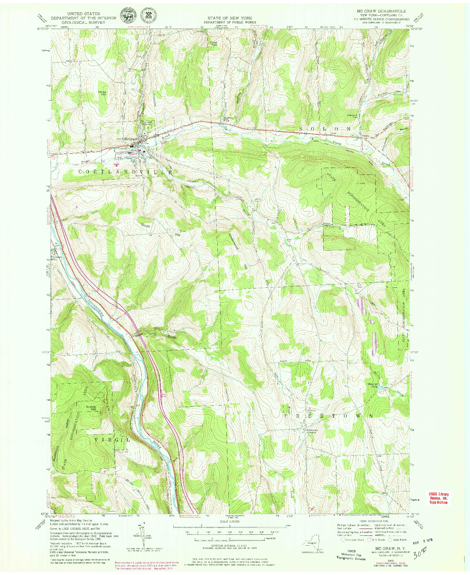 USGS 1:24000-SCALE QUADRANGLE FOR MC GRAW, NY 1955