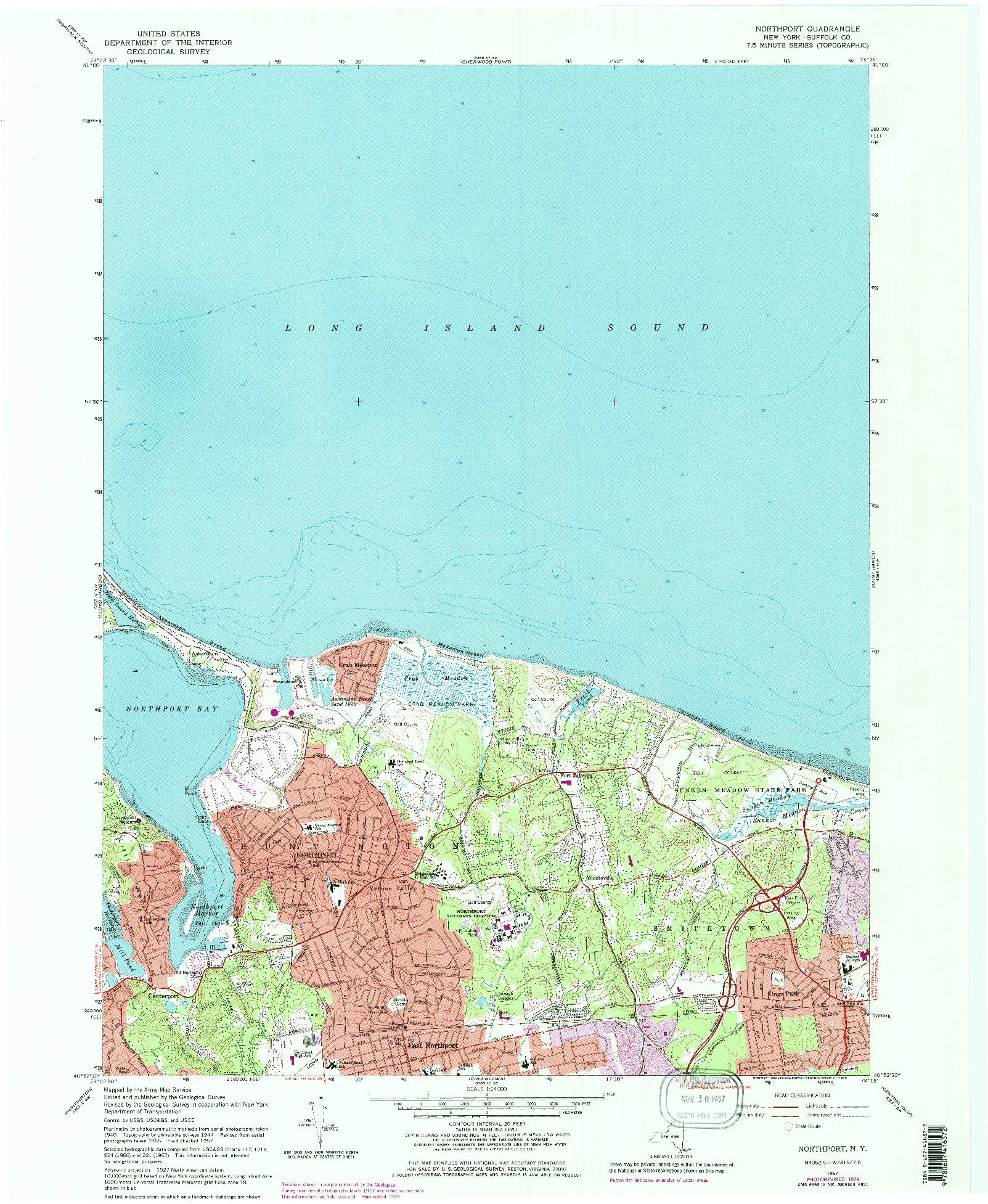 USGS 1:24000-SCALE QUADRANGLE FOR NORTHPORT, NY 1967