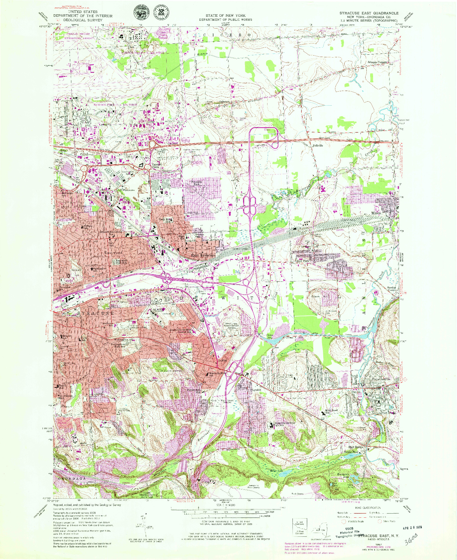 USGS 1:24000-SCALE QUADRANGLE FOR SYRACUSE EAST, NY 1957