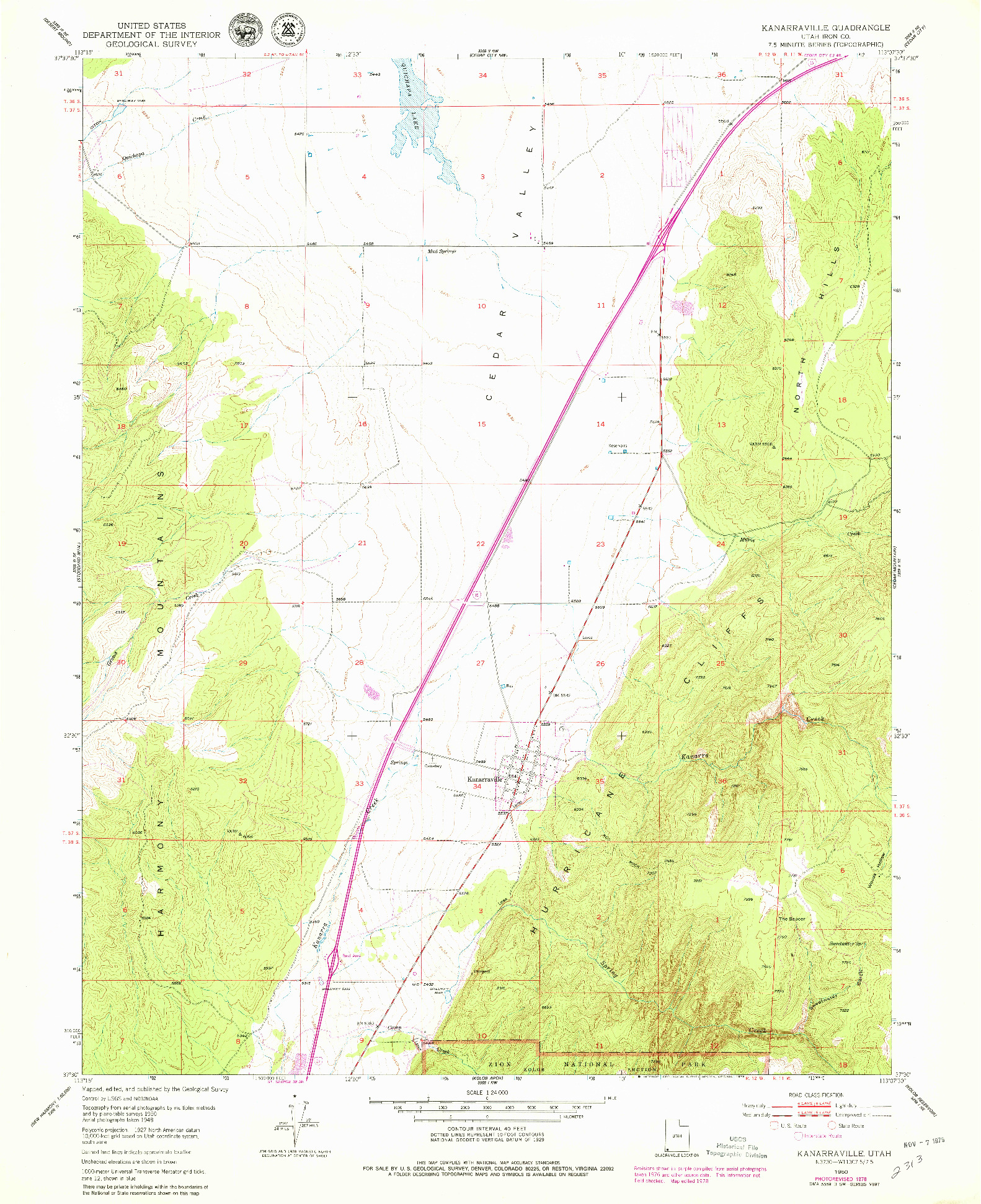 USGS 1:24000-SCALE QUADRANGLE FOR KANARRAVILLE, UT 1950