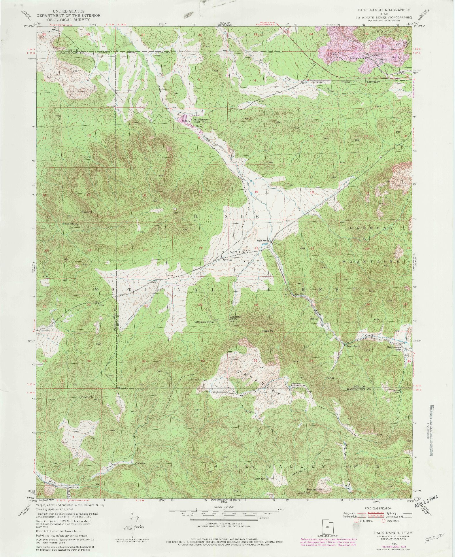 USGS 1:24000-SCALE QUADRANGLE FOR PAGE RANCH, UT 1950
