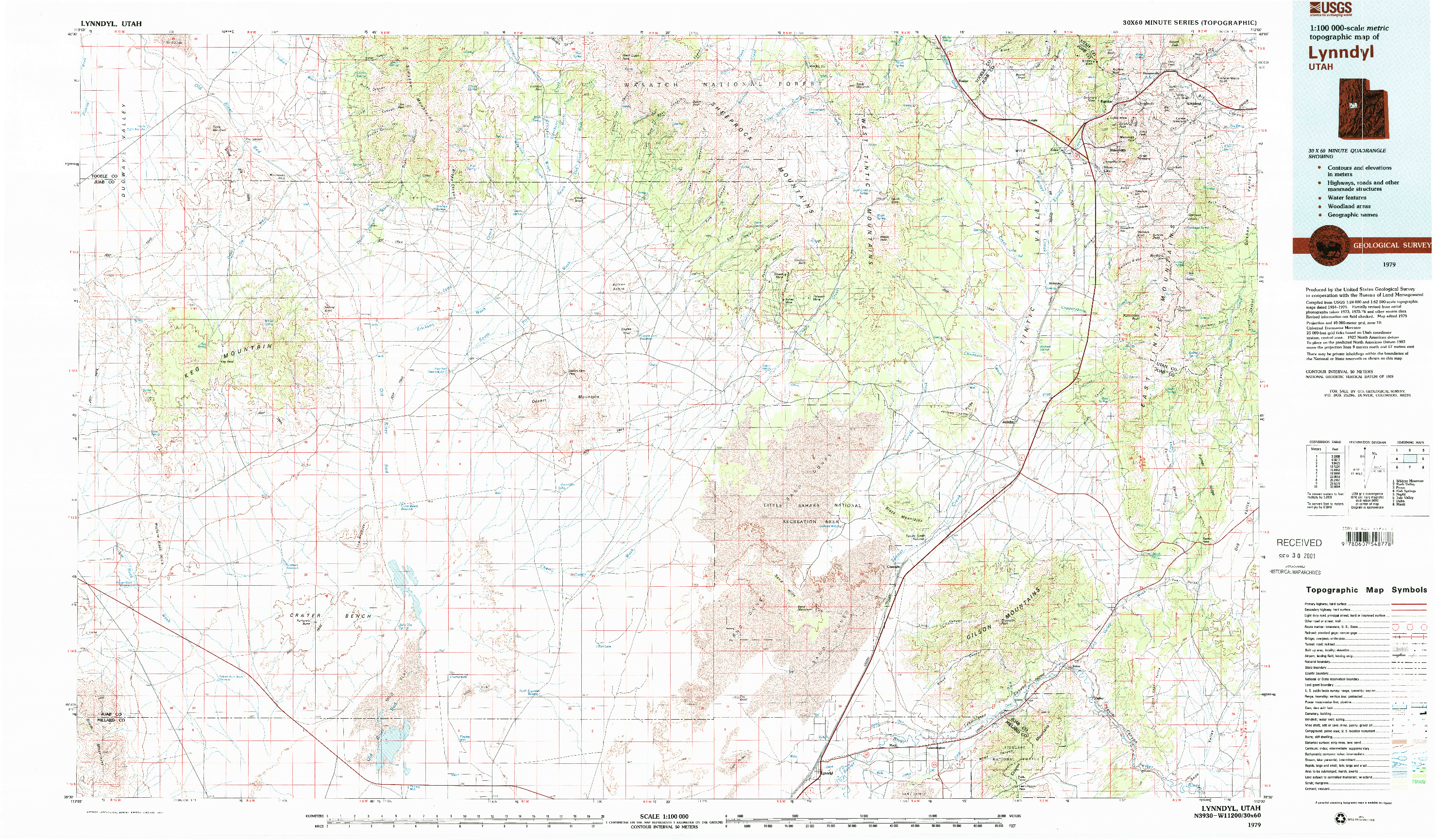 USGS 1:100000-SCALE QUADRANGLE FOR LYNNDYL, UT 1979