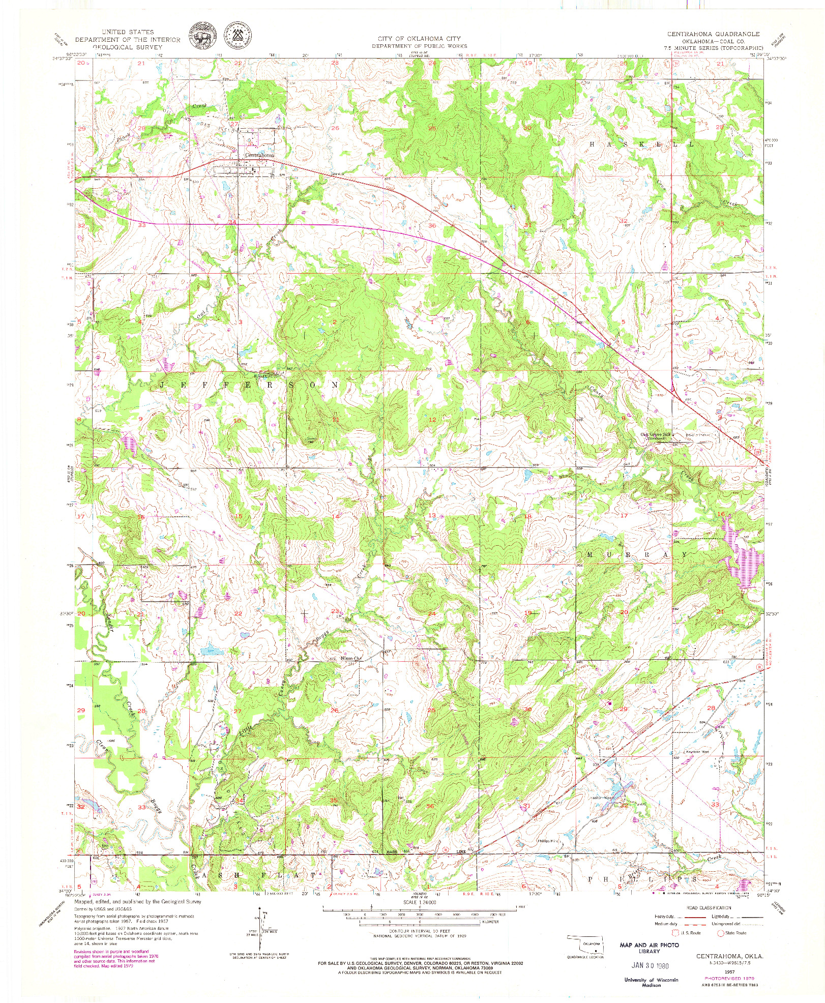 USGS 1:24000-SCALE QUADRANGLE FOR CENTRAHOMA, OK 1957