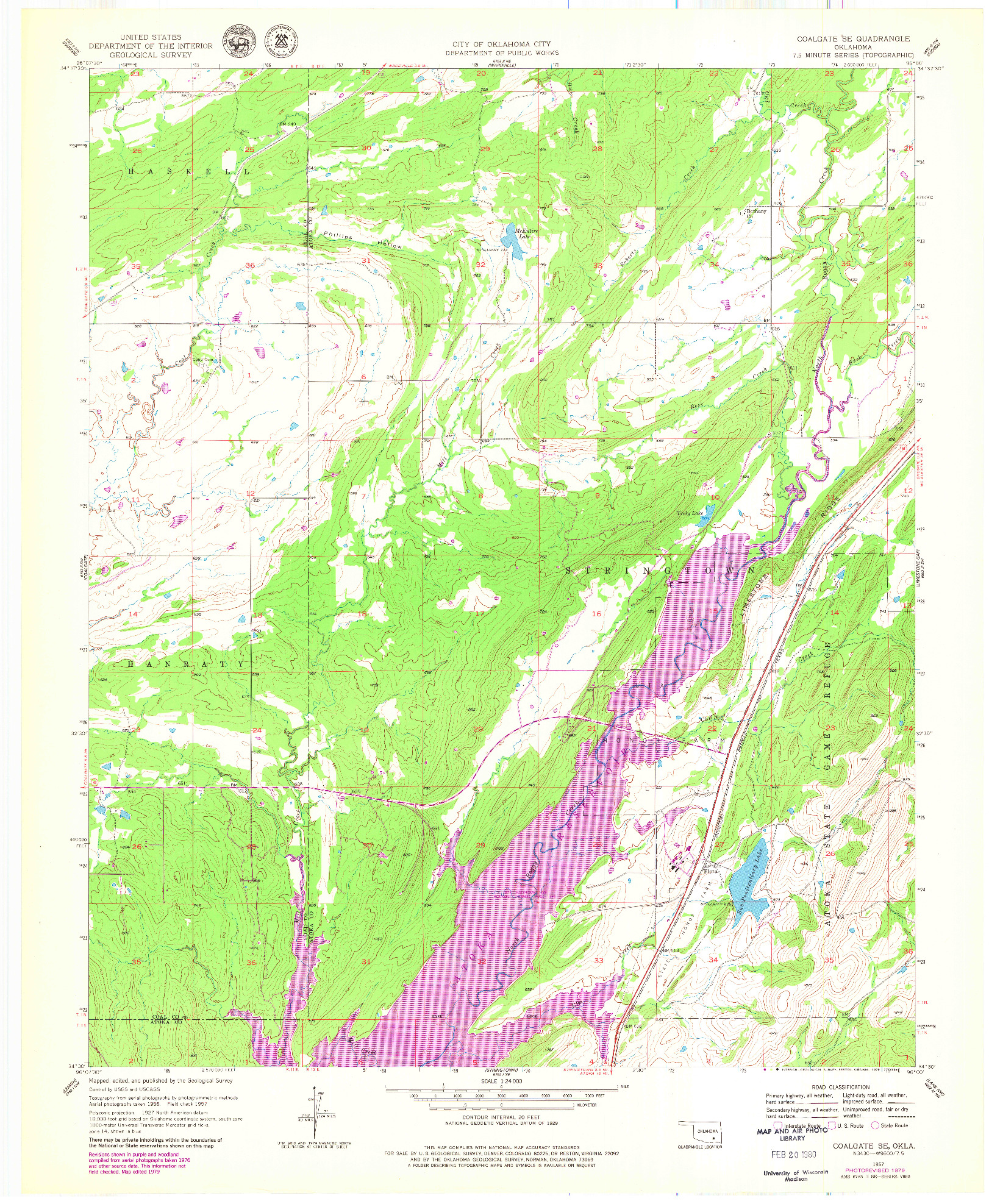 USGS 1:24000-SCALE QUADRANGLE FOR COALGATE SE, OK 1957
