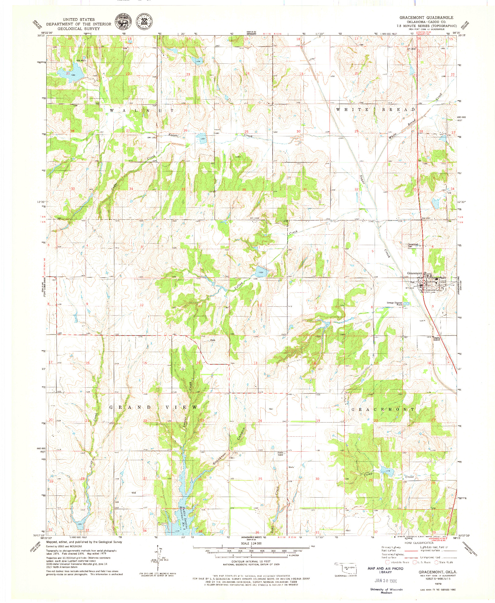 USGS 1:24000-SCALE QUADRANGLE FOR GRACEMONT, OK 1979