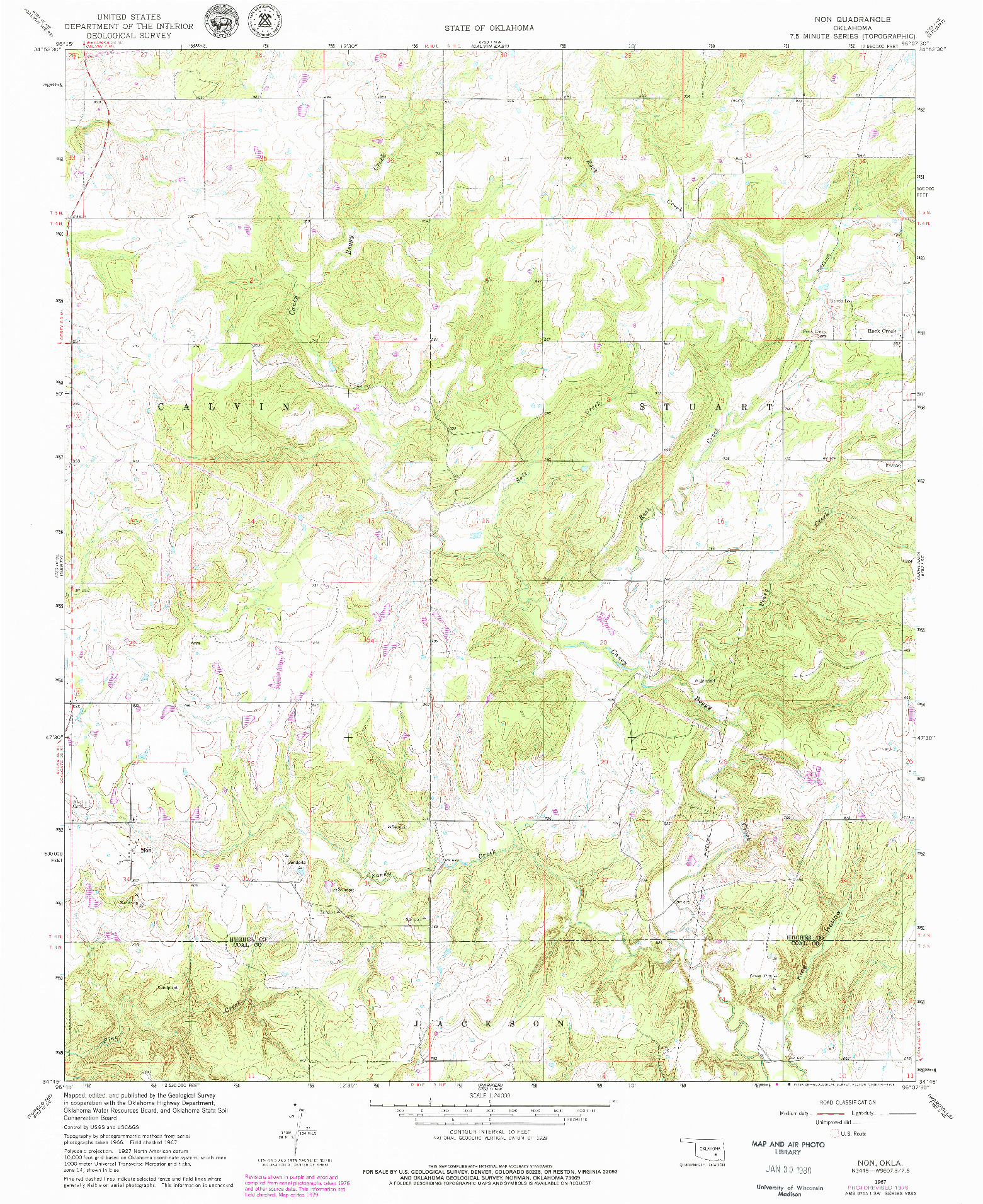 USGS 1:24000-SCALE QUADRANGLE FOR NON, OK 1967