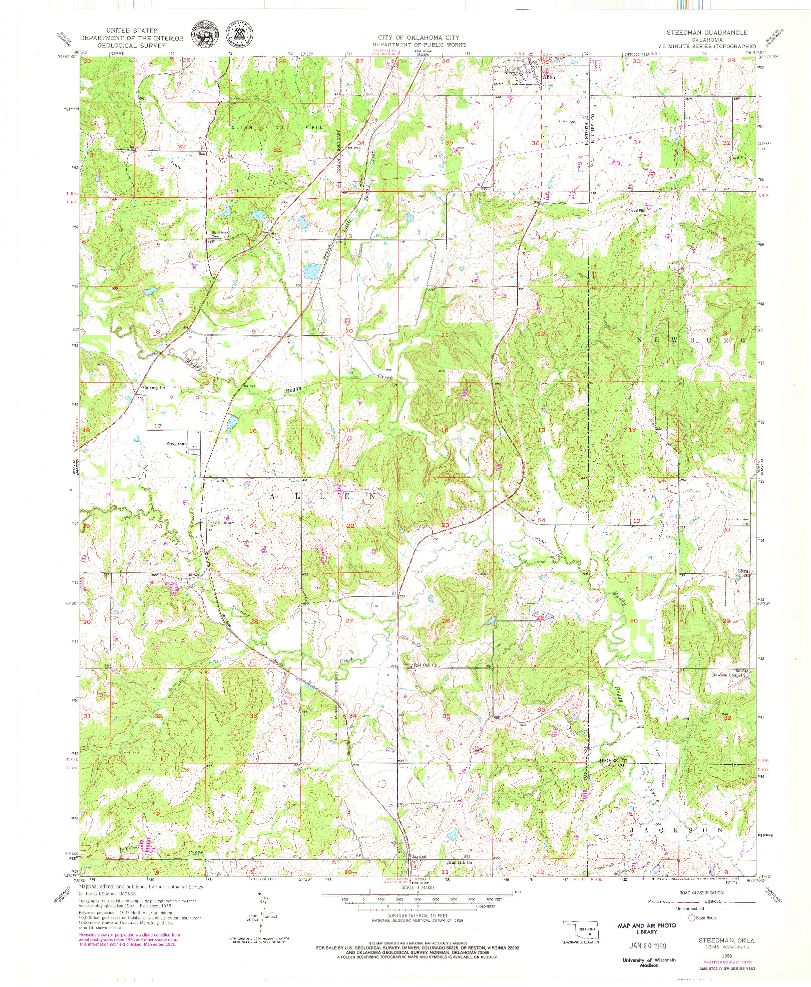 USGS 1:24000-SCALE QUADRANGLE FOR STEEDMAN, OK 1958