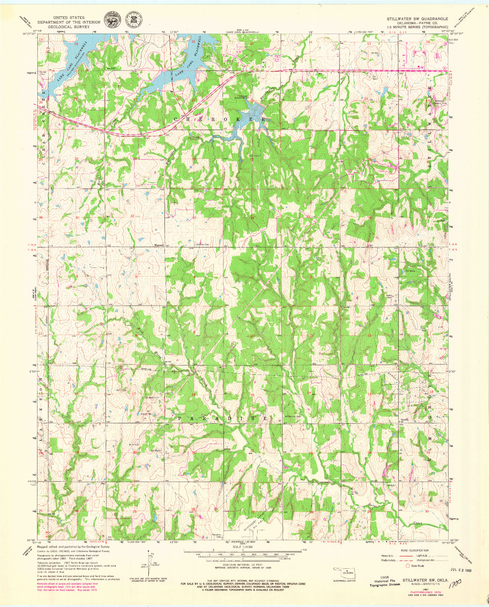 USGS 1:24000-SCALE QUADRANGLE FOR STILLWATER SW, OK 1967