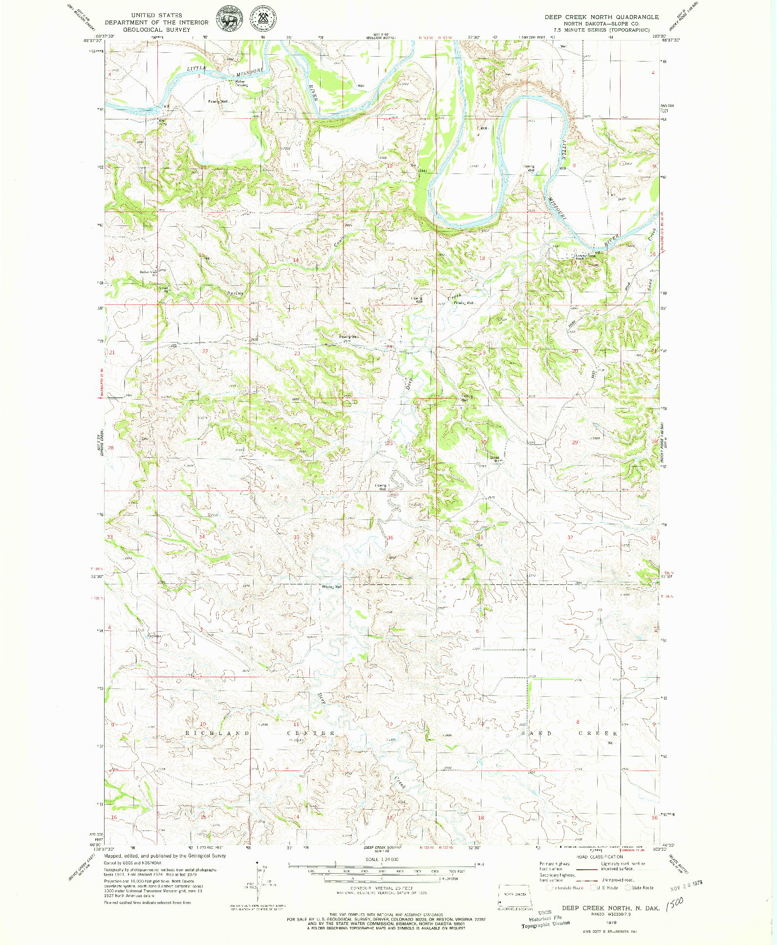 USGS 1:24000-SCALE QUADRANGLE FOR DEEP CREEK NORTH, ND 1979