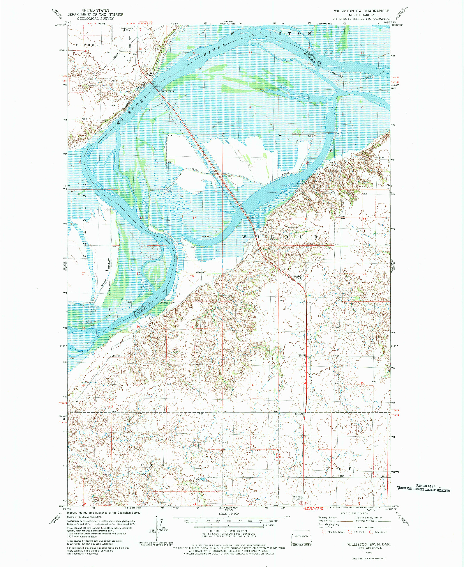 USGS 1:24000-SCALE QUADRANGLE FOR WILLISTON SW, ND 1979