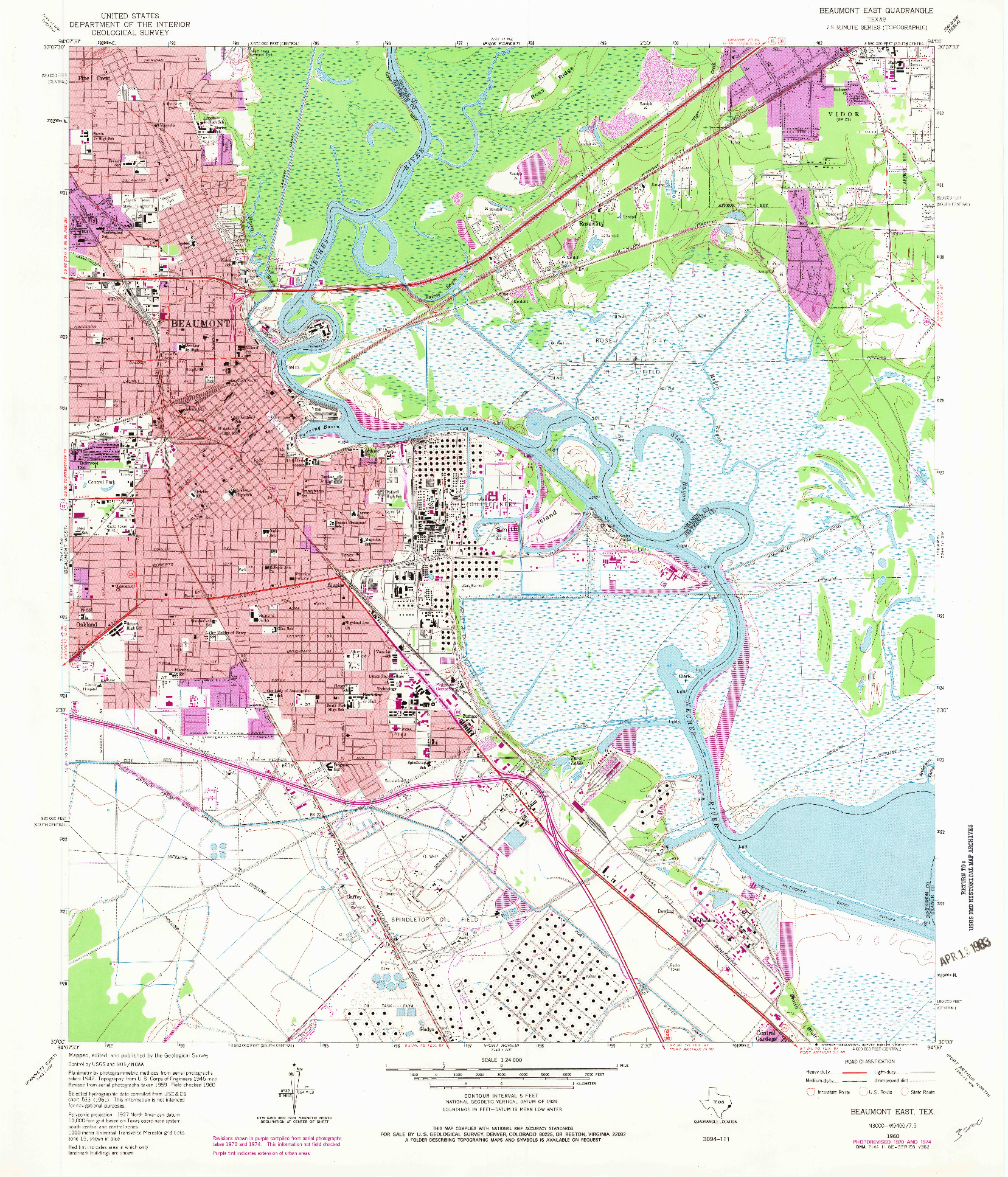 USGS 1:24000-SCALE QUADRANGLE FOR BEAUMONT EAST, TX 1960