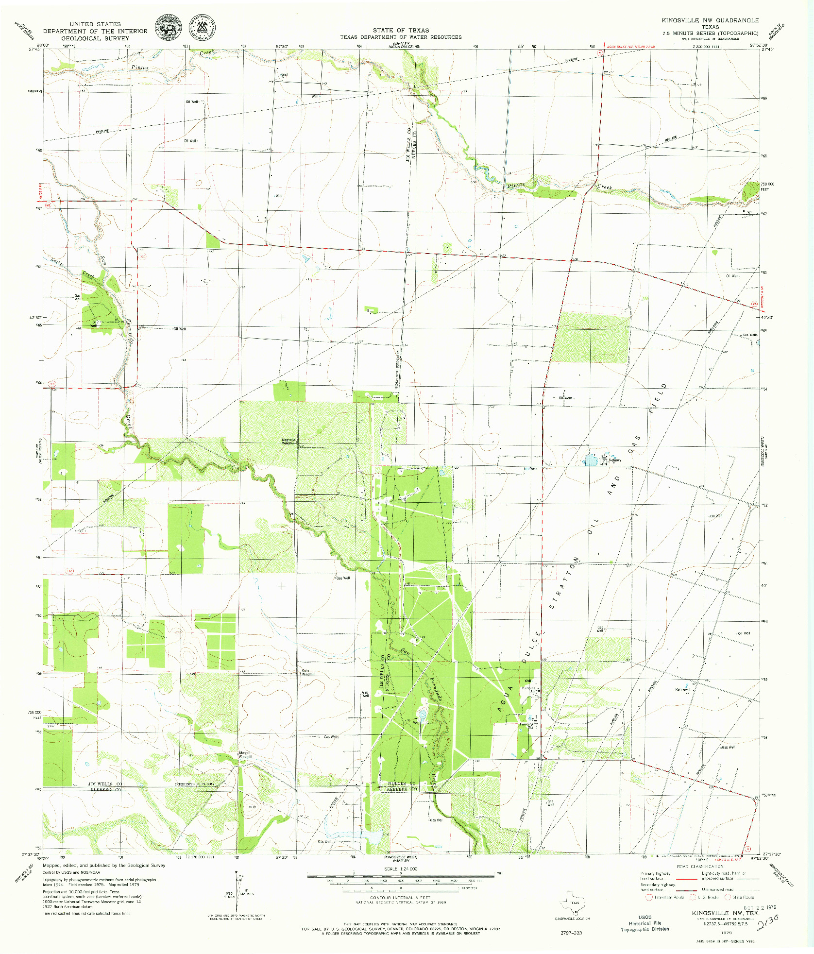 USGS 1:24000-SCALE QUADRANGLE FOR KINGSVILLE NW, TX 1979