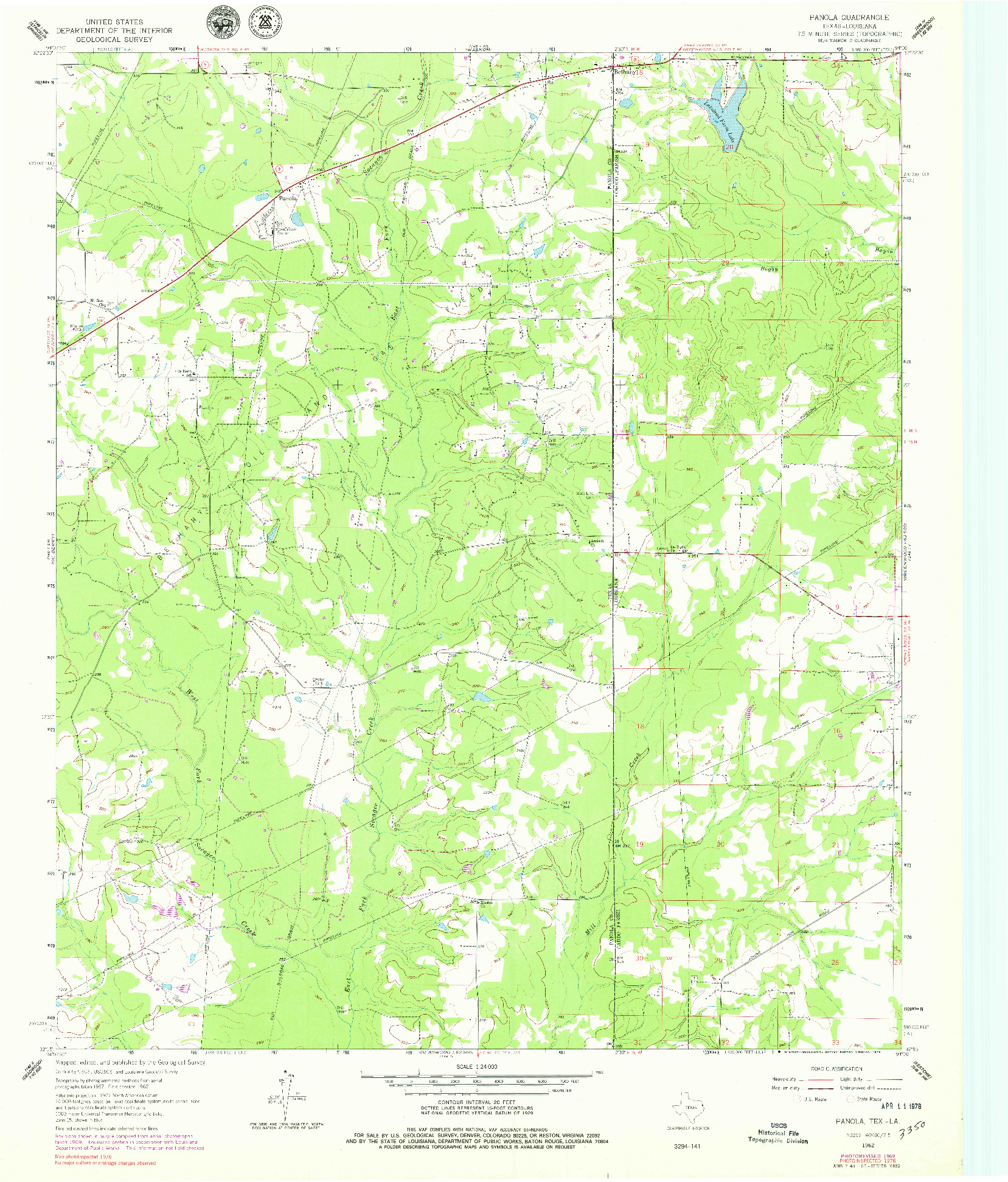 USGS 1:24000-SCALE QUADRANGLE FOR PANOLA, TX 1962