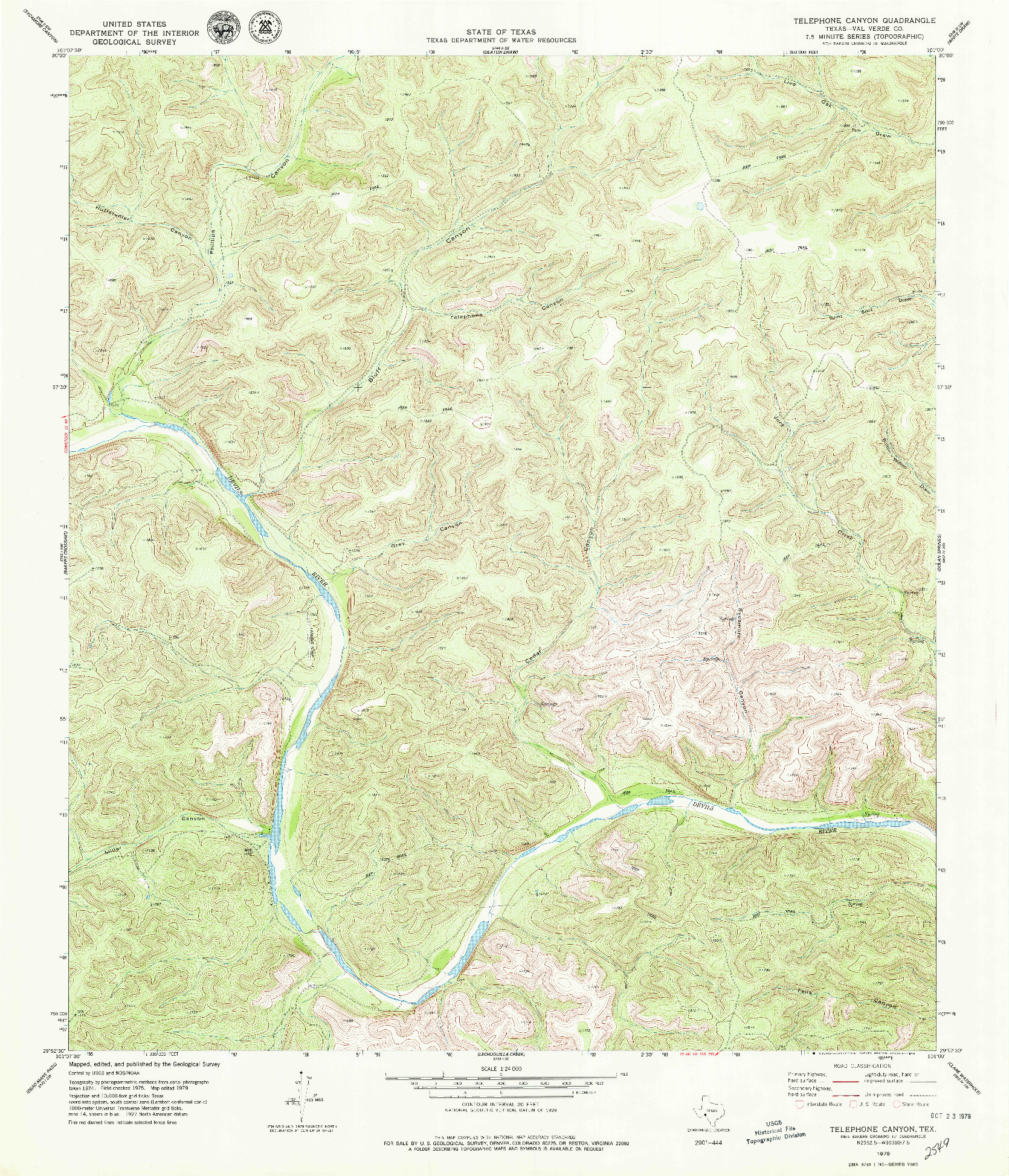 USGS 1:24000-SCALE QUADRANGLE FOR TELEPHONE CANYON, TX 1979