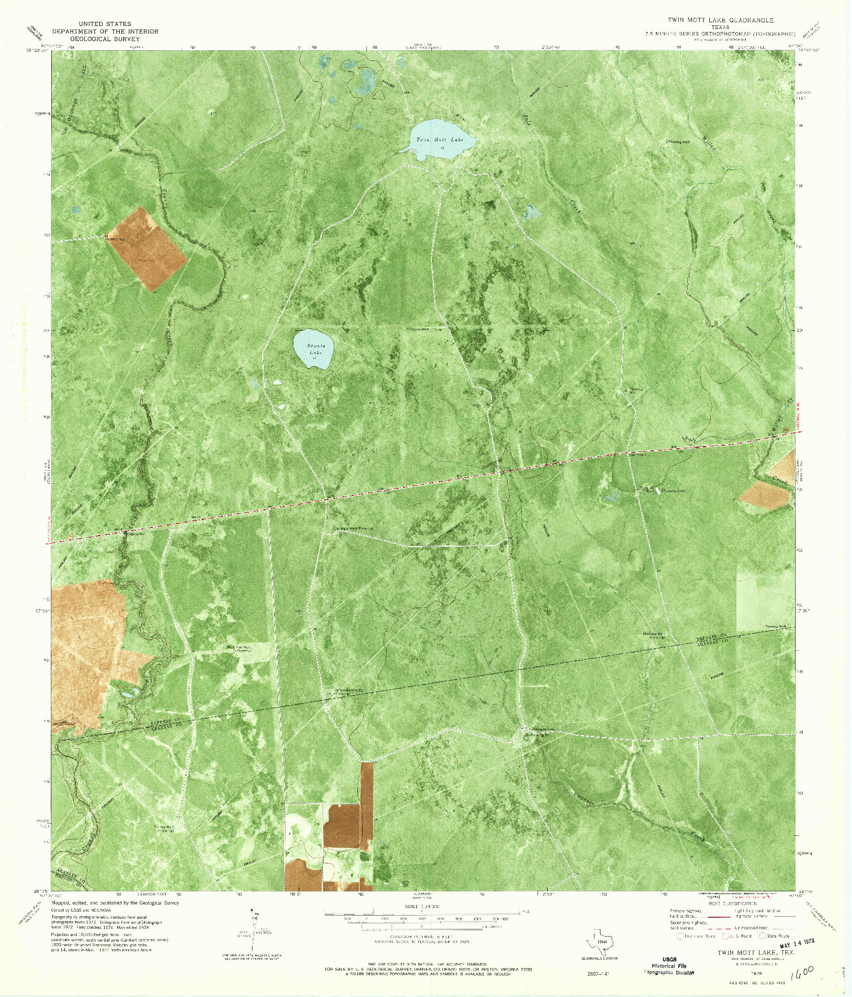 USGS 1:24000-SCALE QUADRANGLE FOR TWIN MOTT LAKE, TX 1978