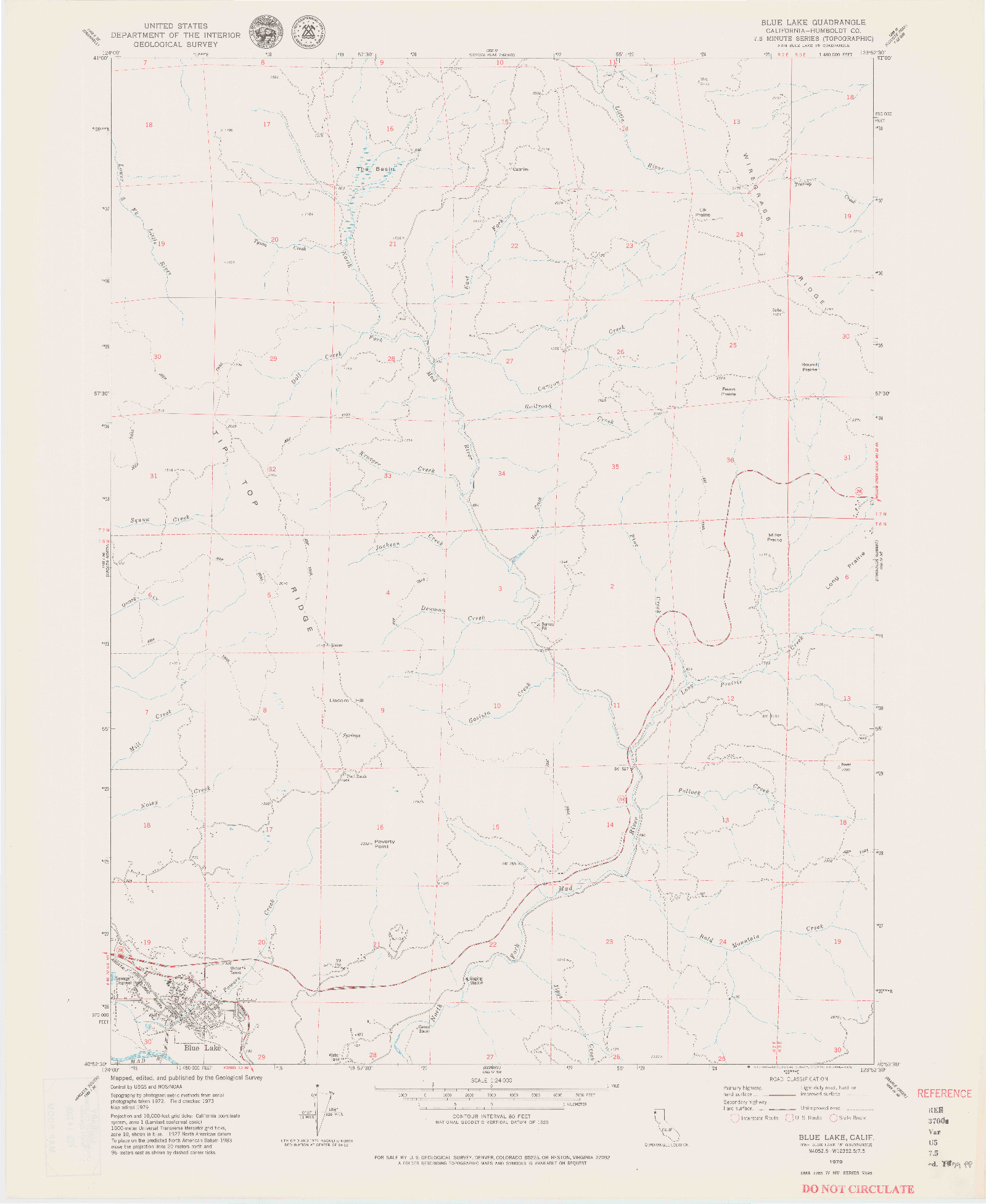 USGS 1:24000-SCALE QUADRANGLE FOR BLUE LAKE, CA 1979