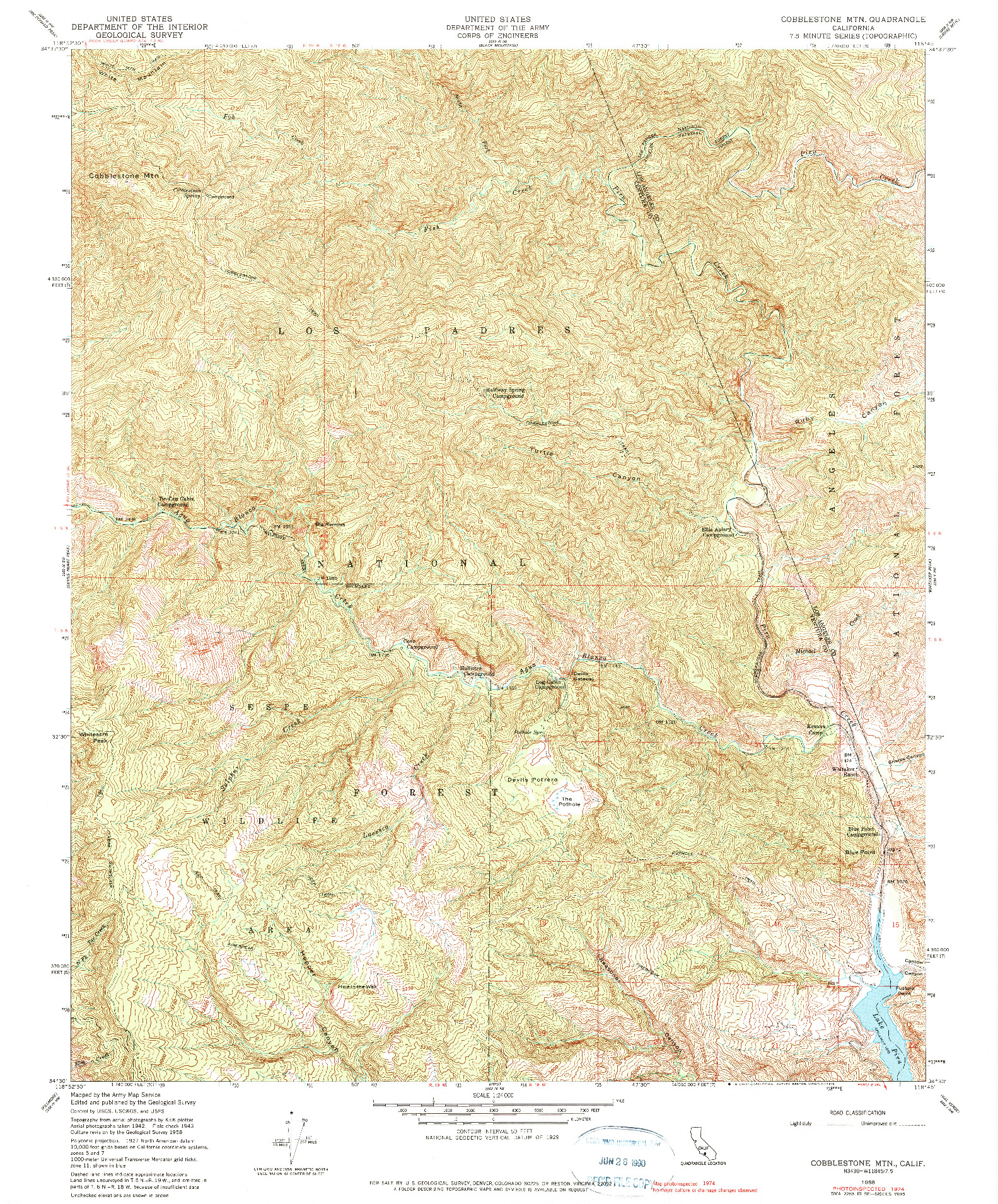 USGS 1:24000-SCALE QUADRANGLE FOR COBBLESTONE MTN, CA 1958