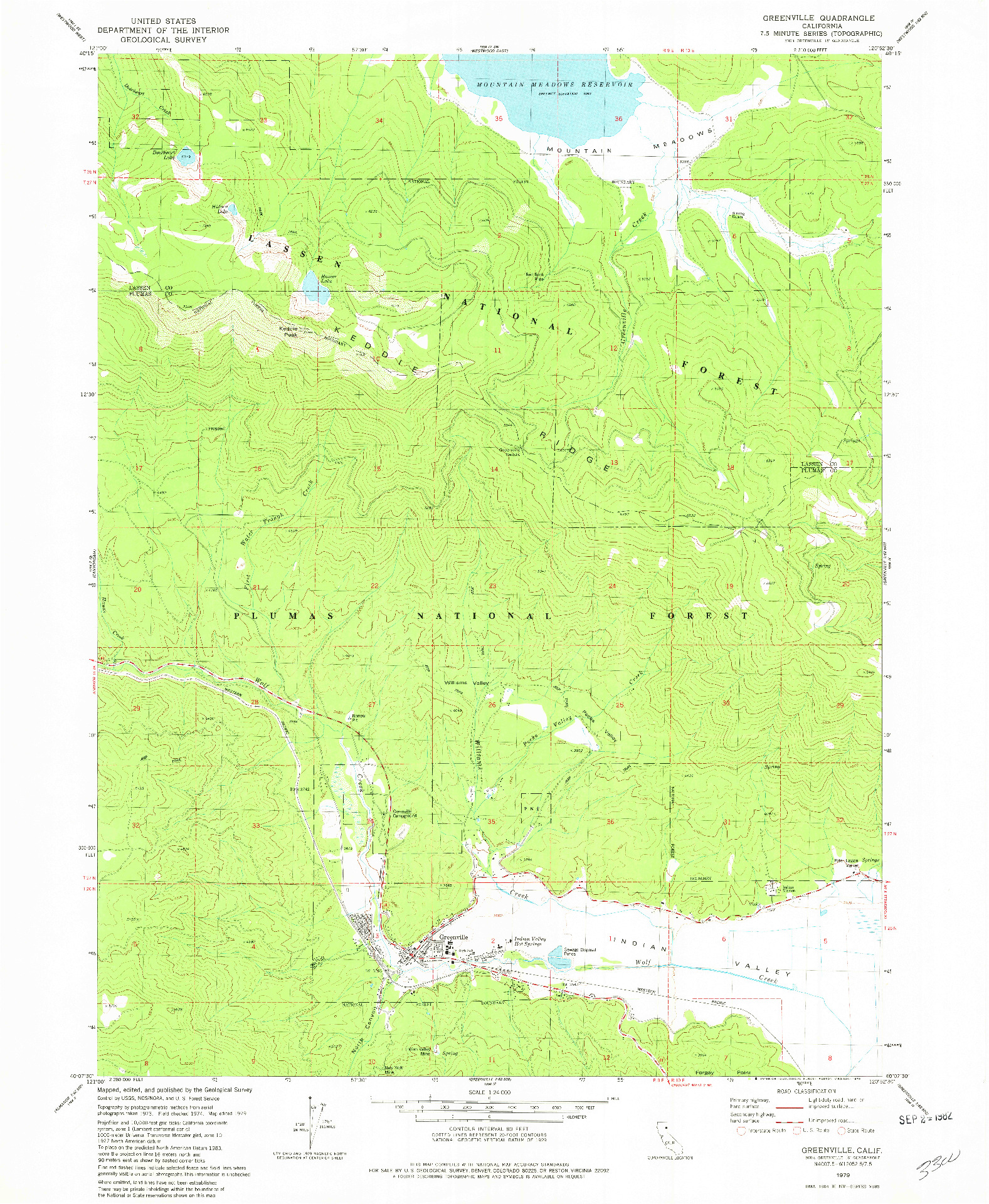 USGS 1:24000-SCALE QUADRANGLE FOR GREENVILLE, CA 1979