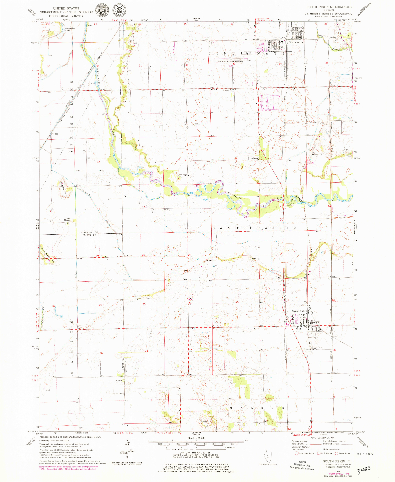 USGS 1:24000-SCALE QUADRANGLE FOR SOUTH PEKIN, IL 1971