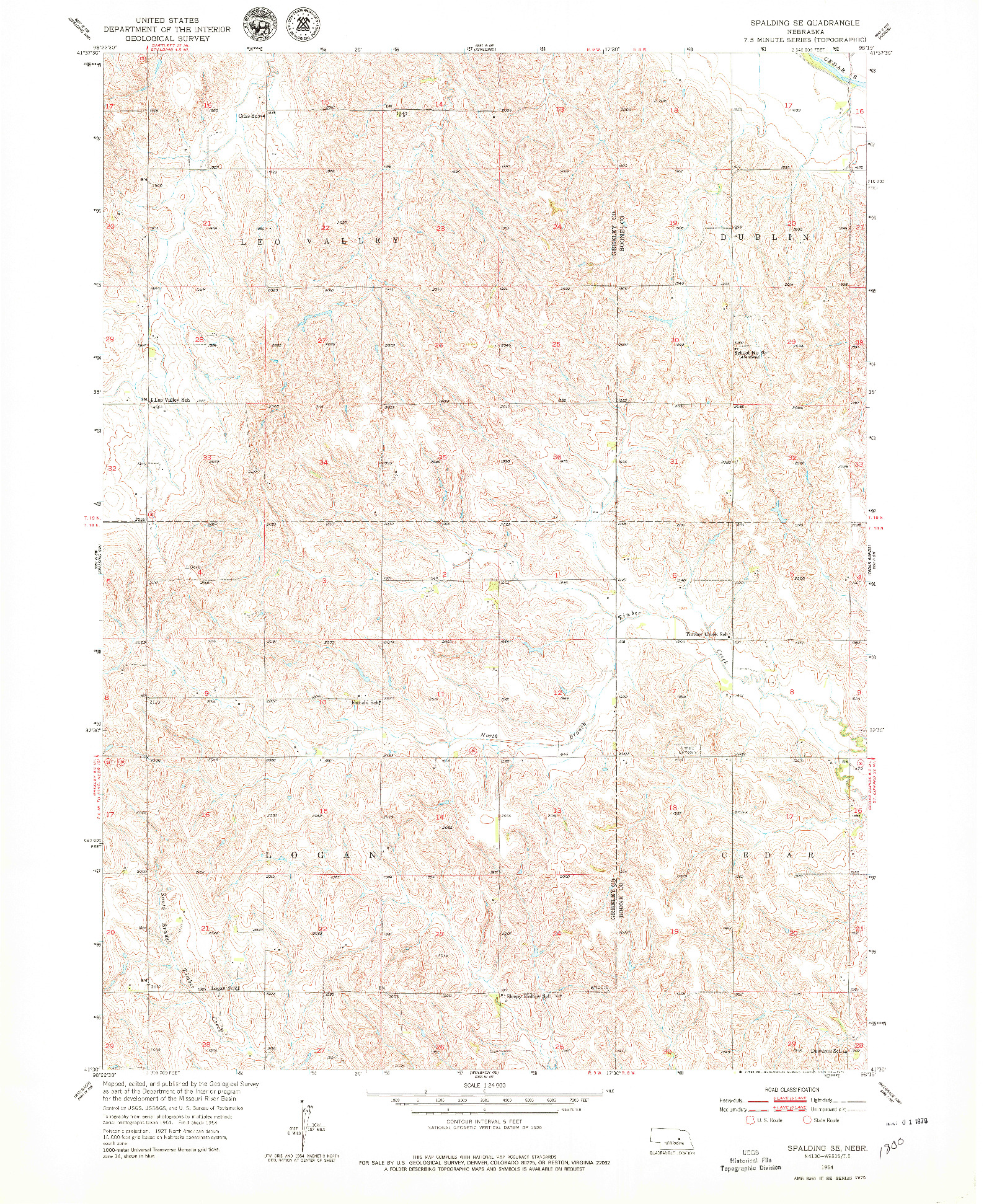 USGS 1:24000-SCALE QUADRANGLE FOR SPALDING SE, NE 1954