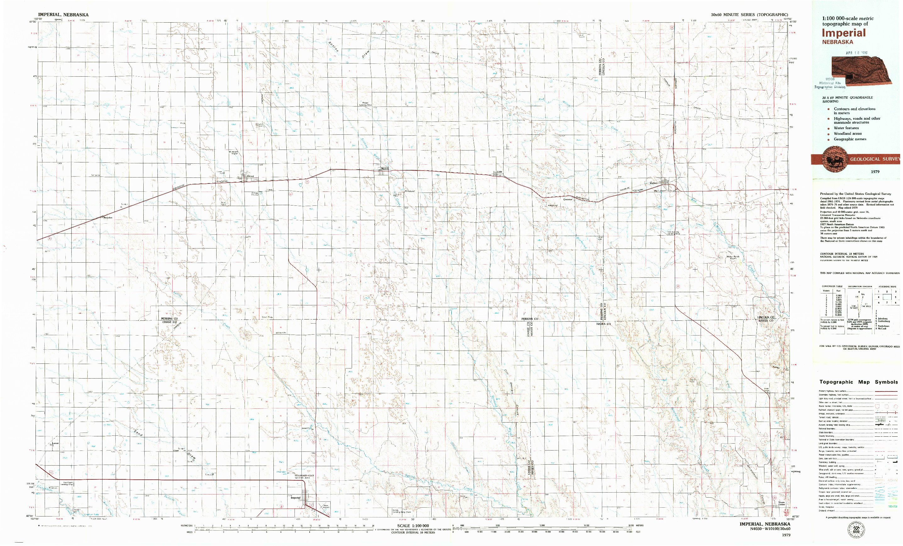 USGS 1:100000-SCALE QUADRANGLE FOR IMPERIAL, NE 1979