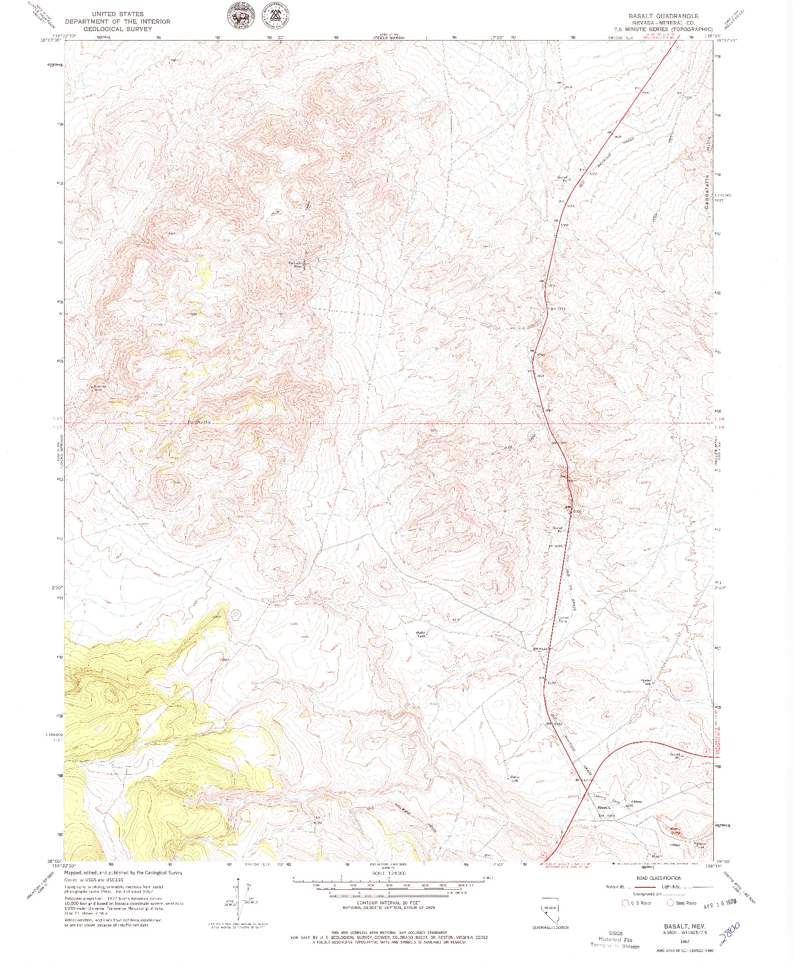 USGS 1:24000-SCALE QUADRANGLE FOR BASALT, NV 1967