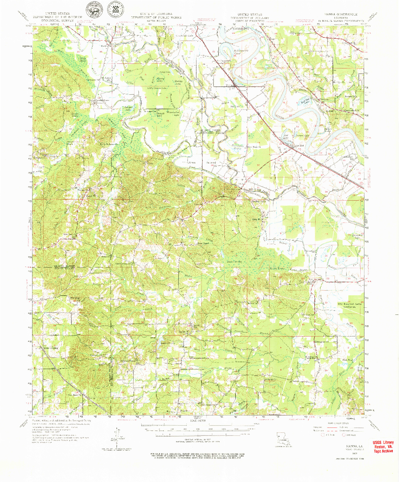 USGS 1:62500-SCALE QUADRANGLE FOR HANNA, LA 1957