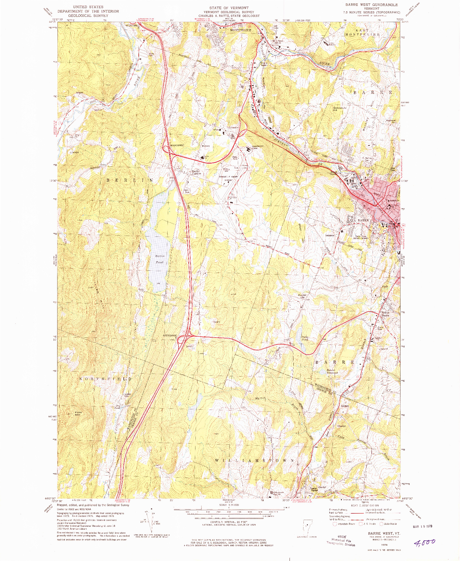 USGS 1:24000-SCALE QUADRANGLE FOR BARRE WEST, VT 1978