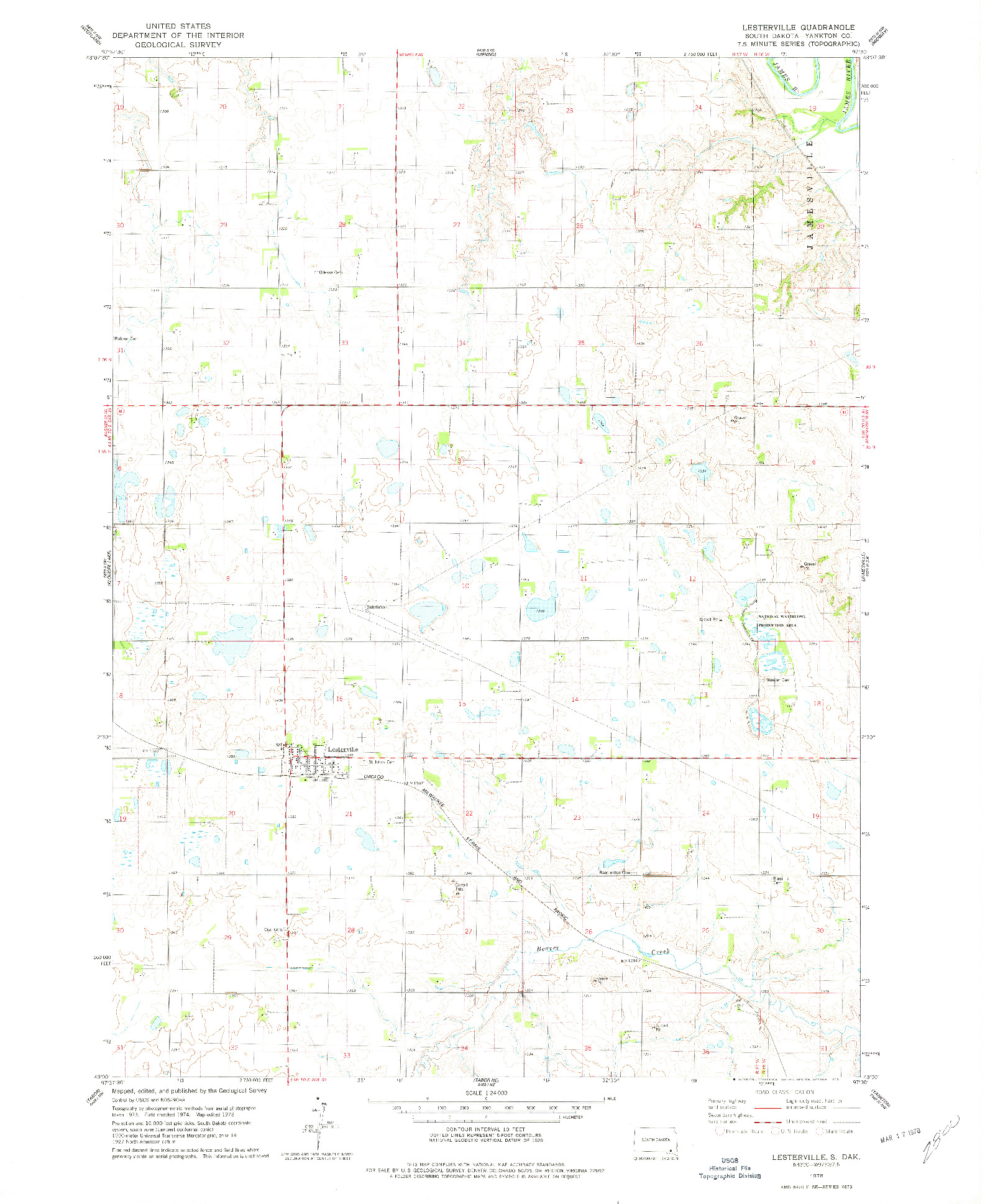 USGS 1:24000-SCALE QUADRANGLE FOR LESTERVILLE, SD 1978