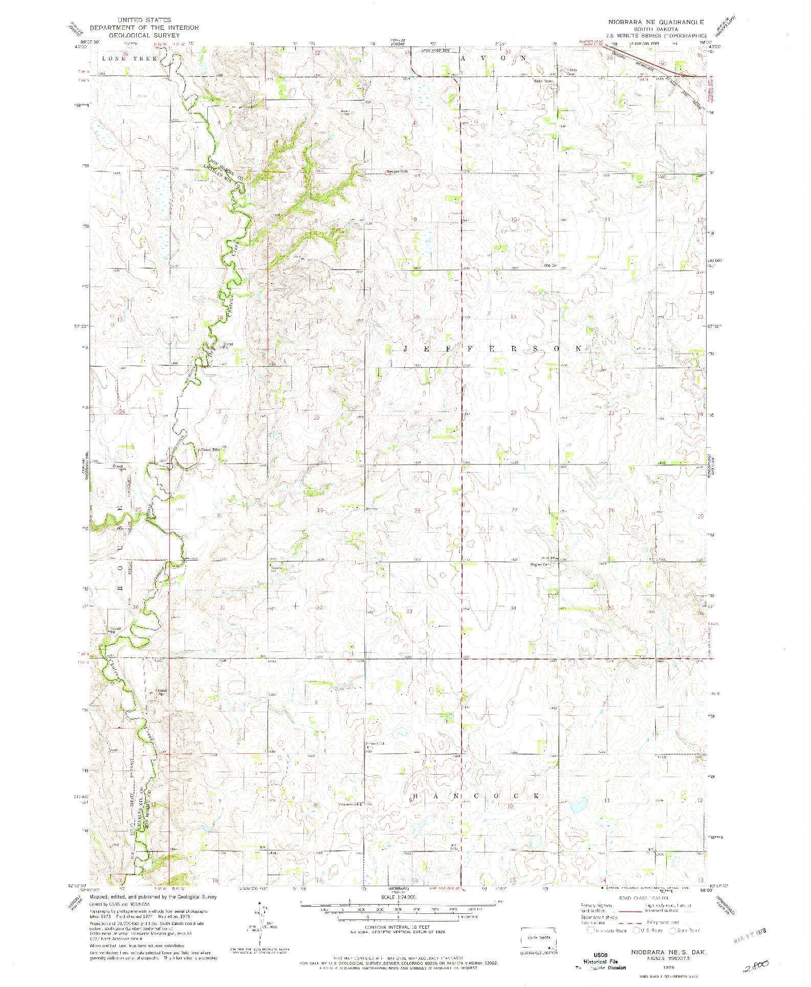 USGS 1:24000-SCALE QUADRANGLE FOR NIOBRARA NE, SD 1978