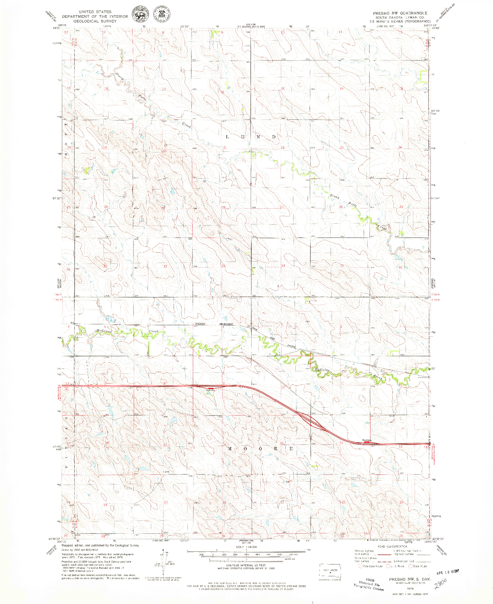 USGS 1:24000-SCALE QUADRANGLE FOR PRESHO NW, SD 1978