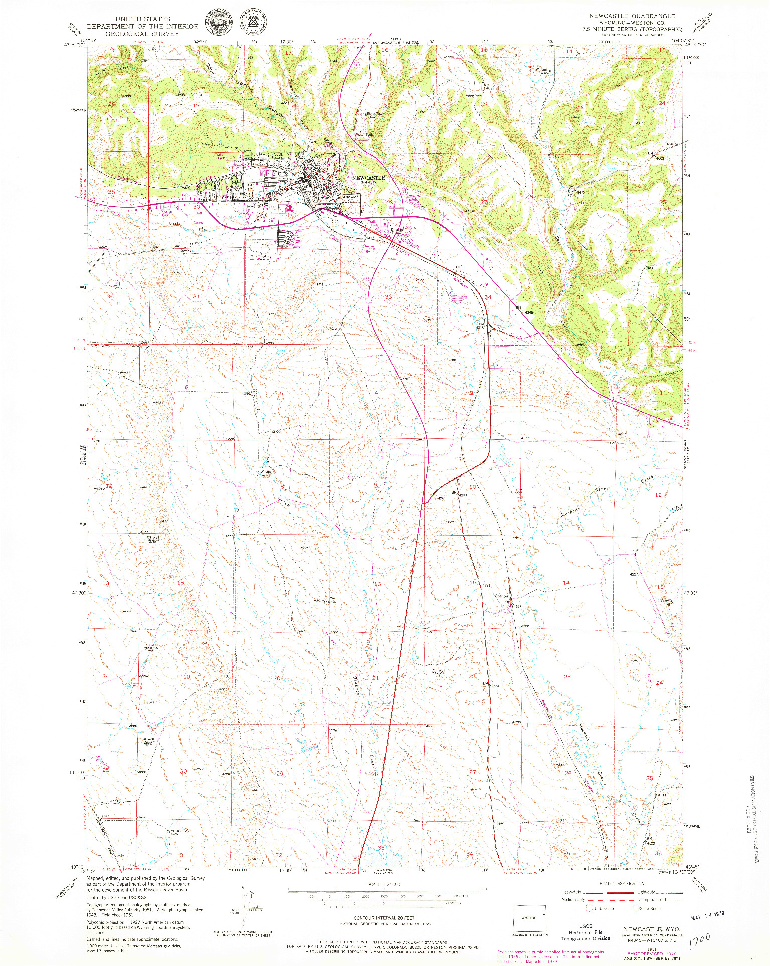 USGS 1:24000-SCALE QUADRANGLE FOR NEWCASTLE, WY 1951