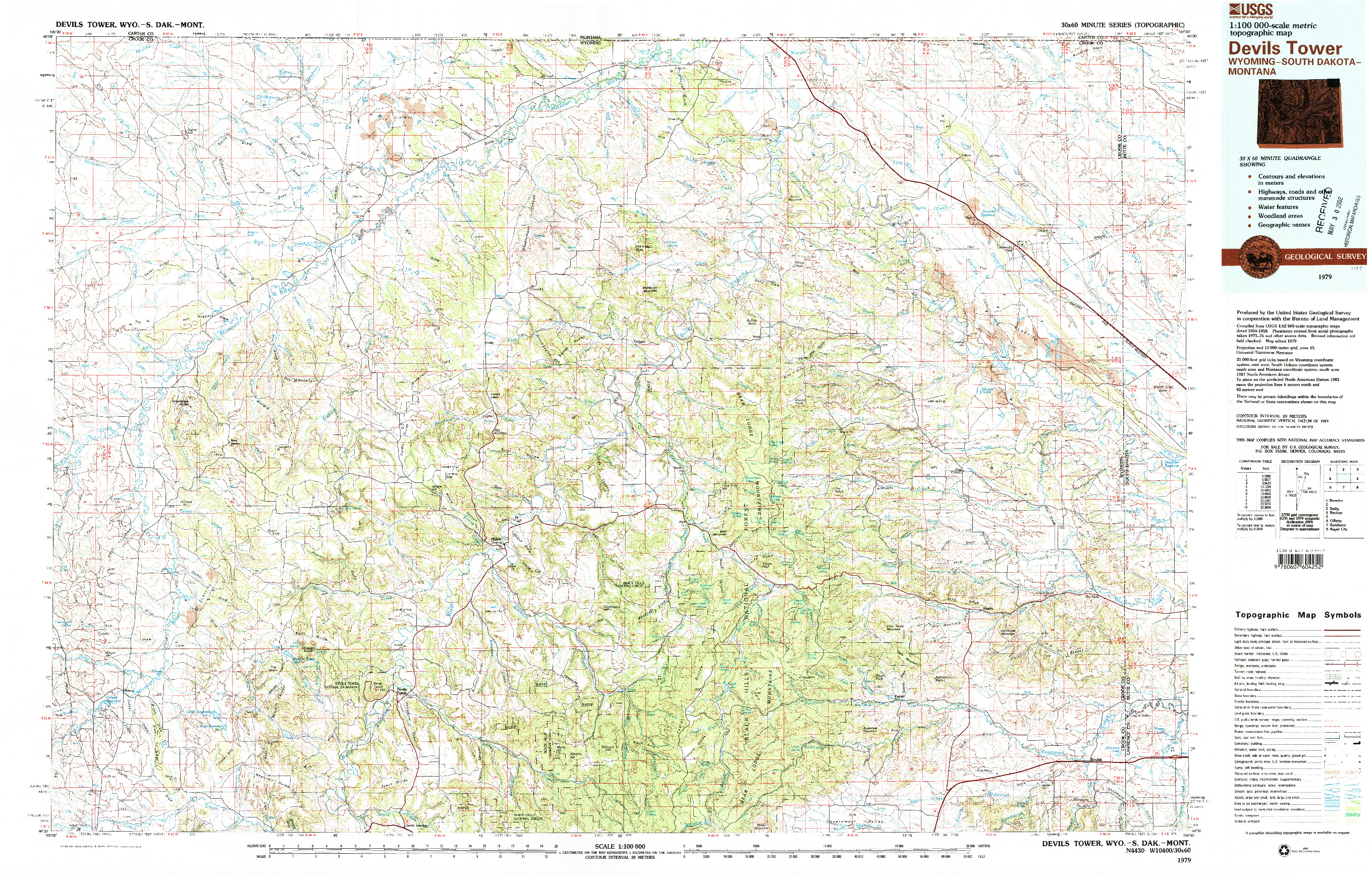 USGS 1:100000-SCALE QUADRANGLE FOR DEVILS TOWER, WY 1979