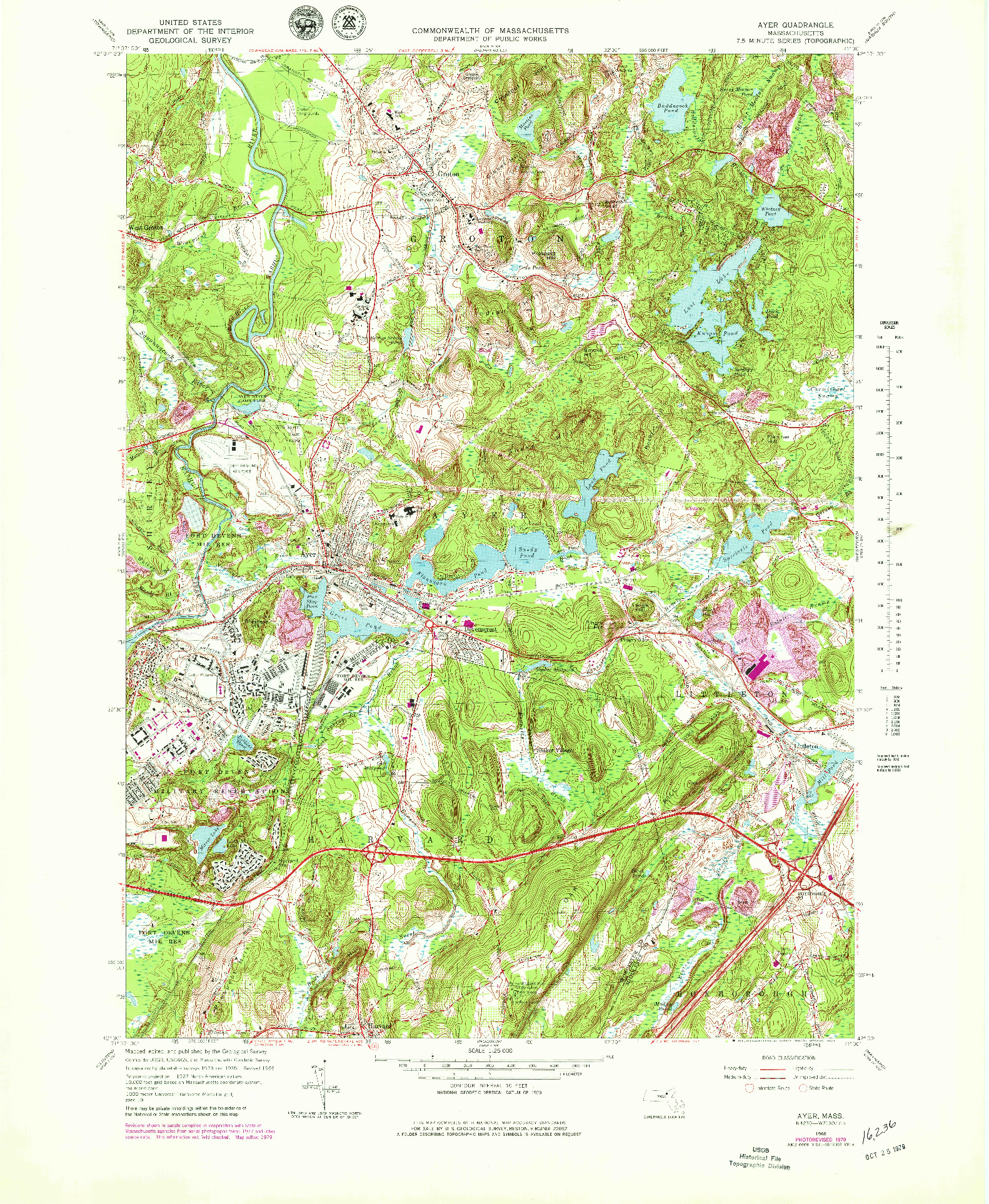 USGS 1:25000-SCALE QUADRANGLE FOR AYER, MA 1966
