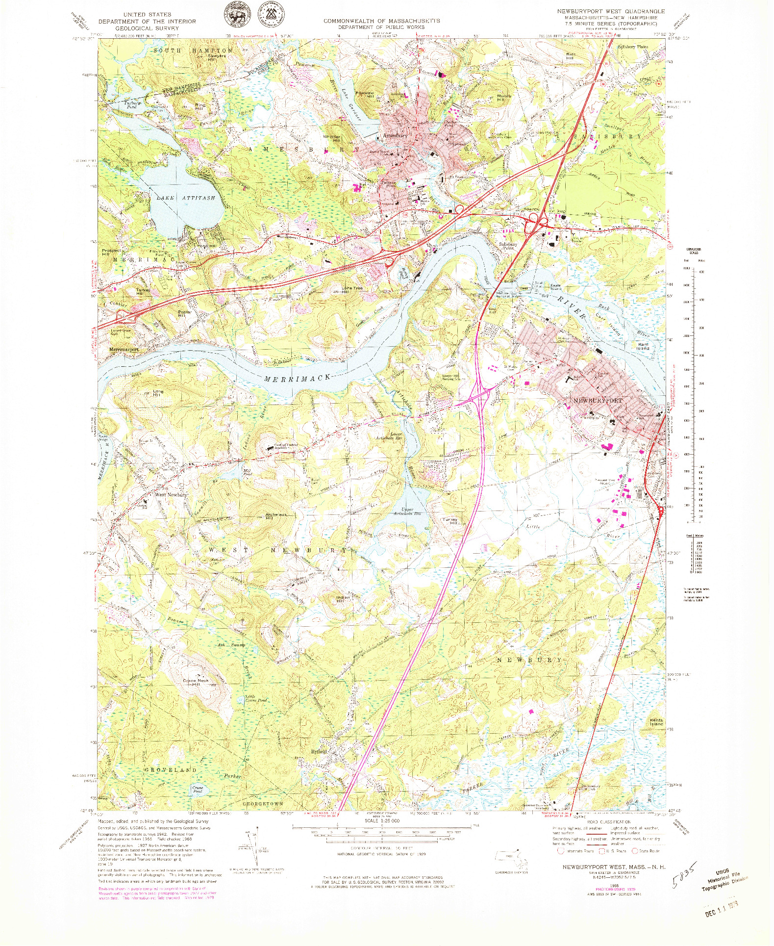 USGS 1:25000-SCALE QUADRANGLE FOR NEWBURYPORT WEST, MA 1968