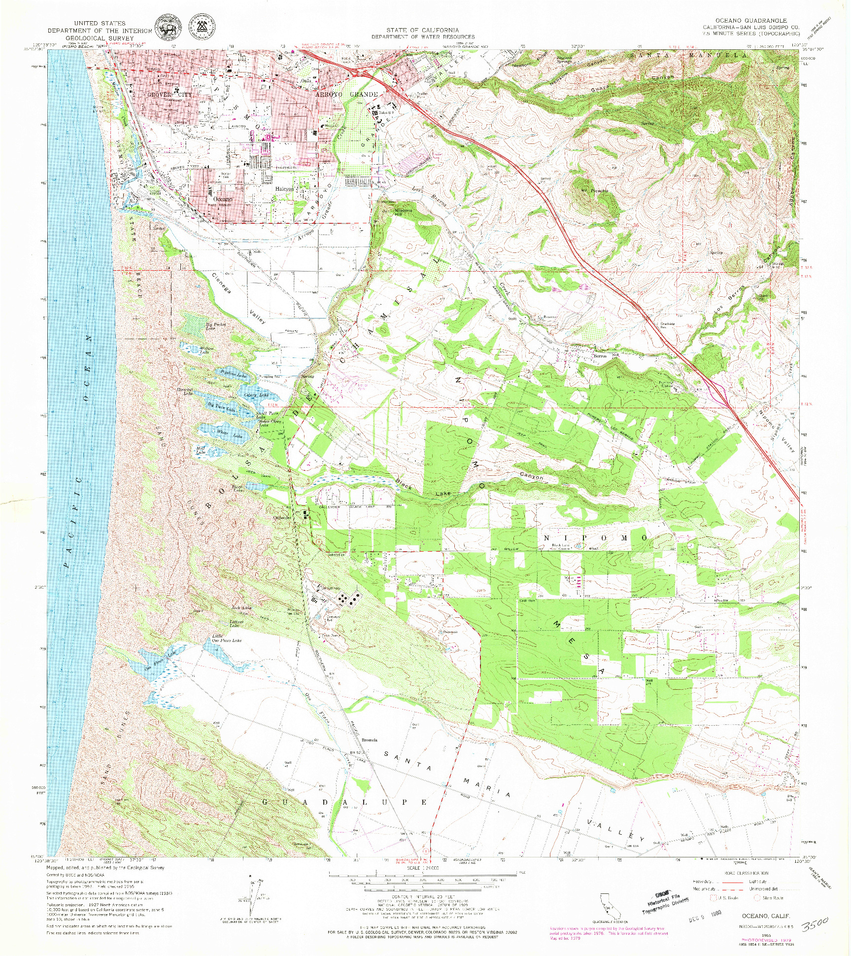 USGS 1:24000-SCALE QUADRANGLE FOR OCEANO, CA 1979