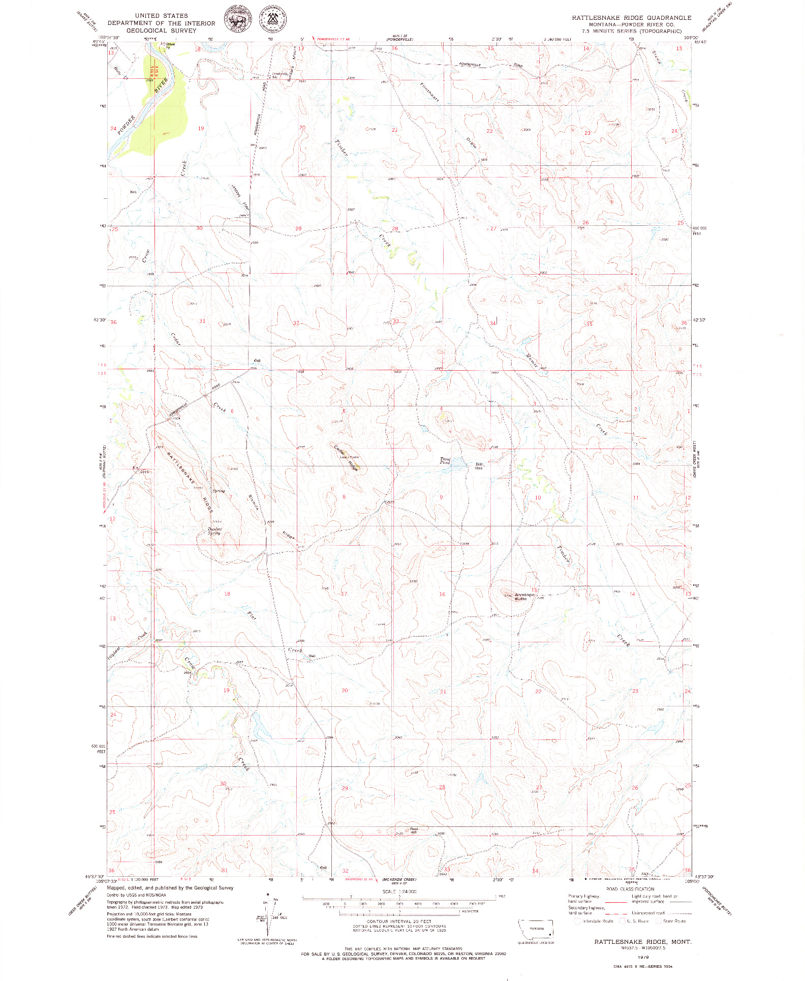 USGS 1:24000-SCALE QUADRANGLE FOR RATTLESNAKE RIDGE, MT 1979