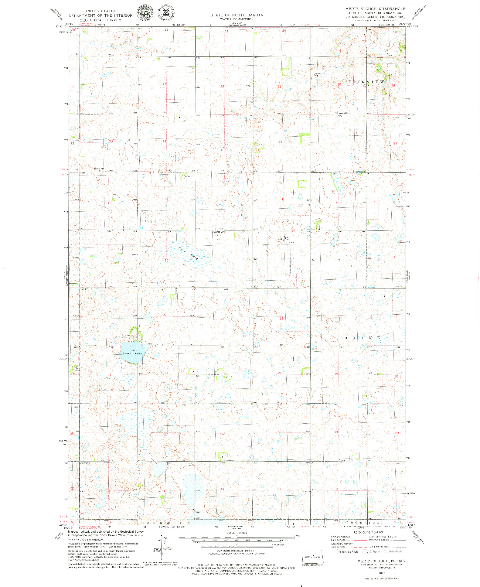 USGS 1:24000-SCALE QUADRANGLE FOR MERTZ SLOUGH, ND 1978