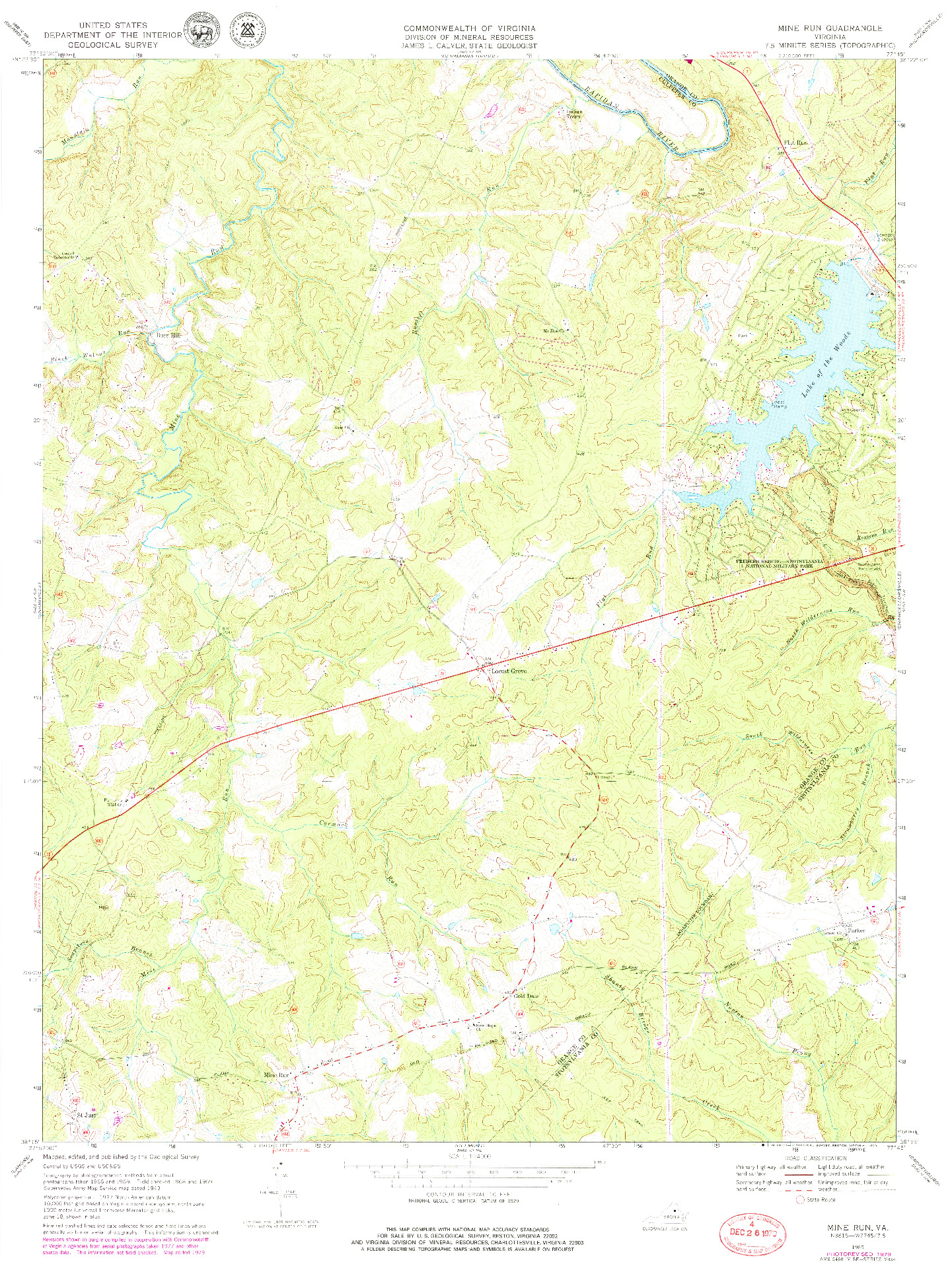 USGS 1:24000-SCALE QUADRANGLE FOR MINE RUN, VA 1969