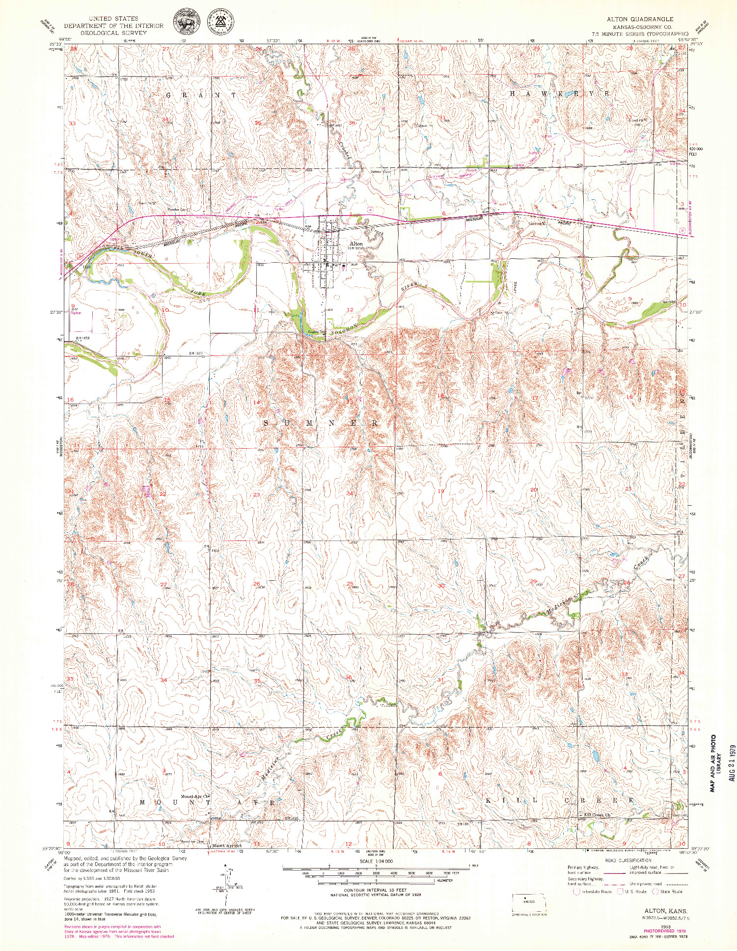 USGS 1:24000-SCALE QUADRANGLE FOR ALTON, KS 1953