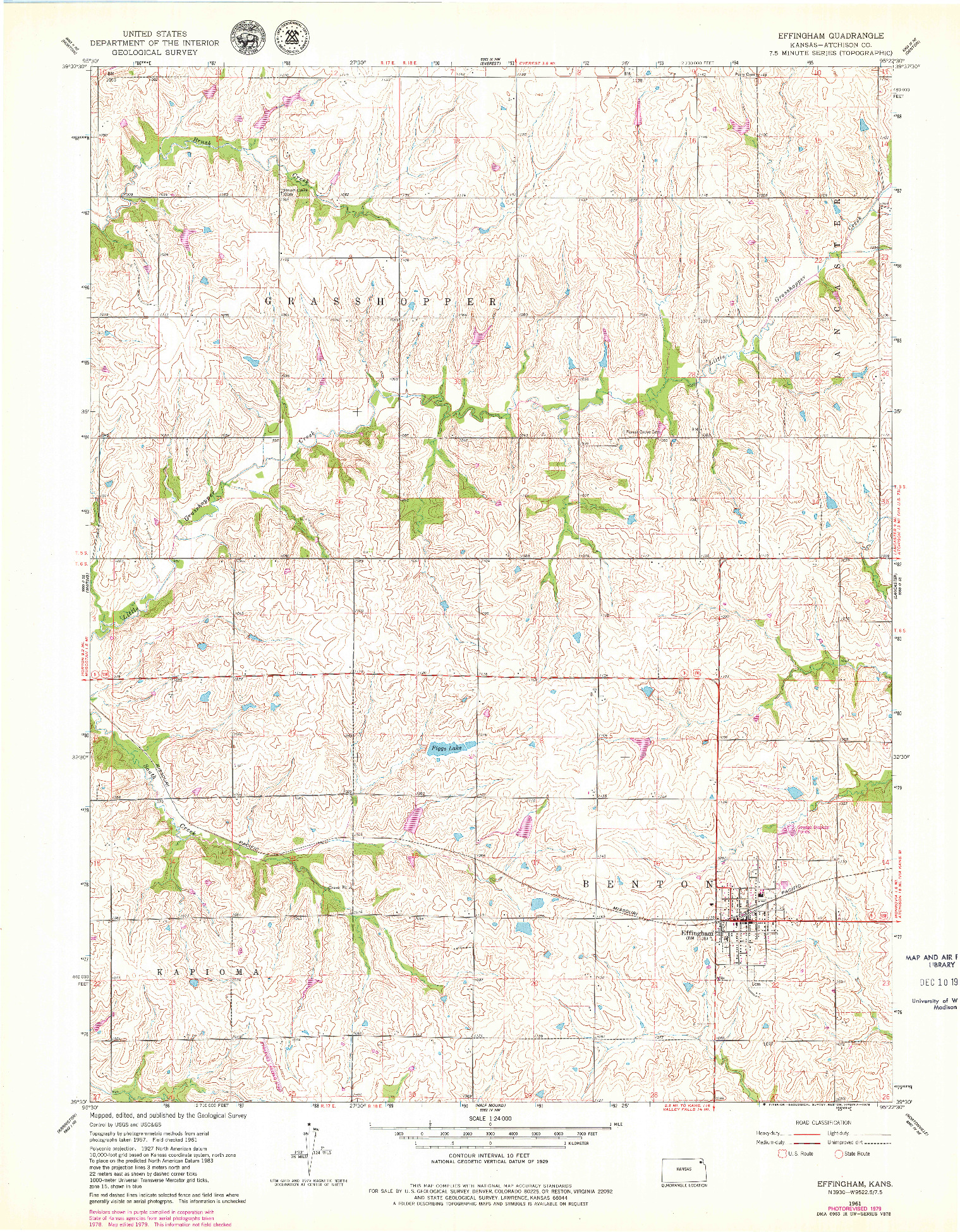 USGS 1:24000-SCALE QUADRANGLE FOR EFFINGHAM, KS 1961