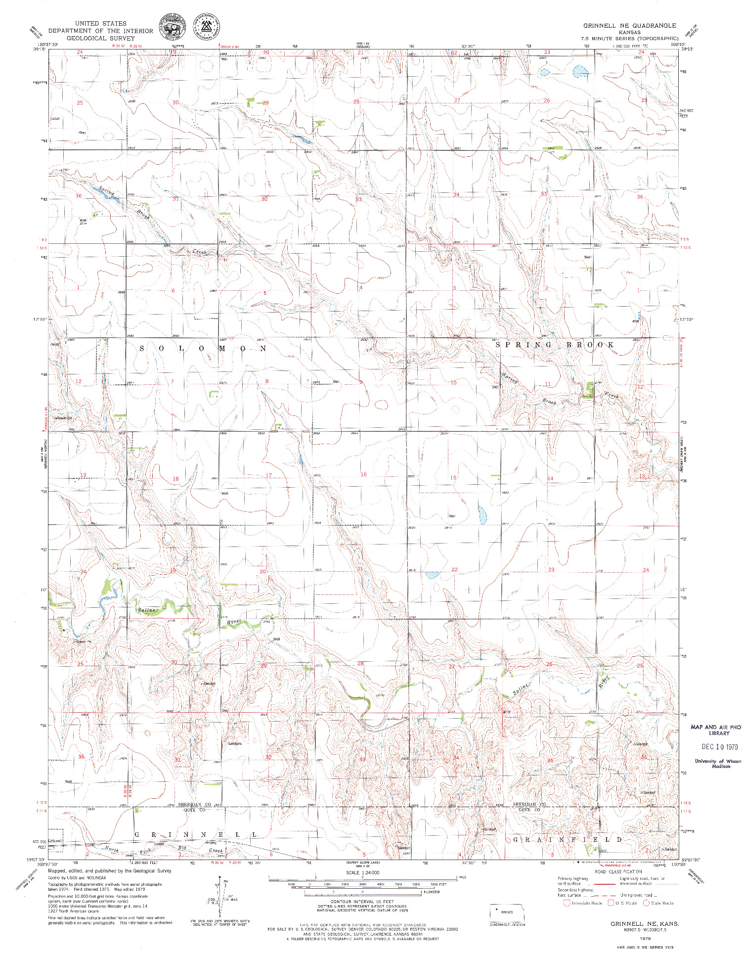 USGS 1:24000-SCALE QUADRANGLE FOR GRINNELL NE, KS 1979