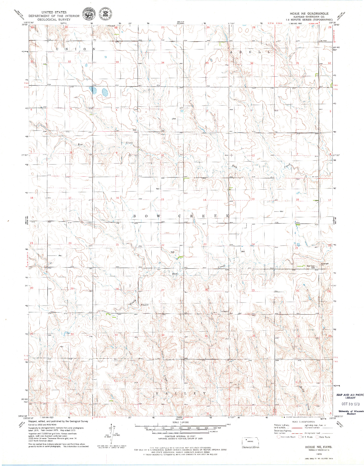 USGS 1:24000-SCALE QUADRANGLE FOR HOXIE NE, KS 1979