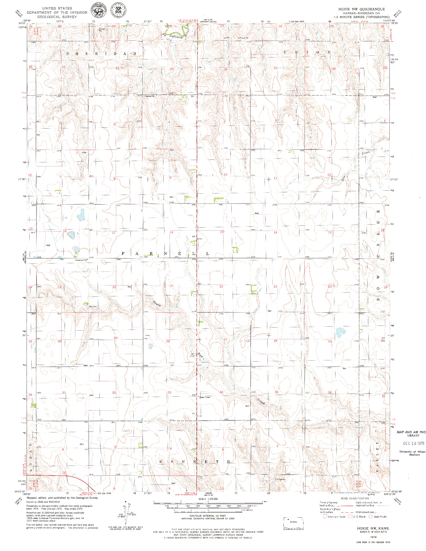 USGS 1:24000-SCALE QUADRANGLE FOR HOXIE NW, KS 1979