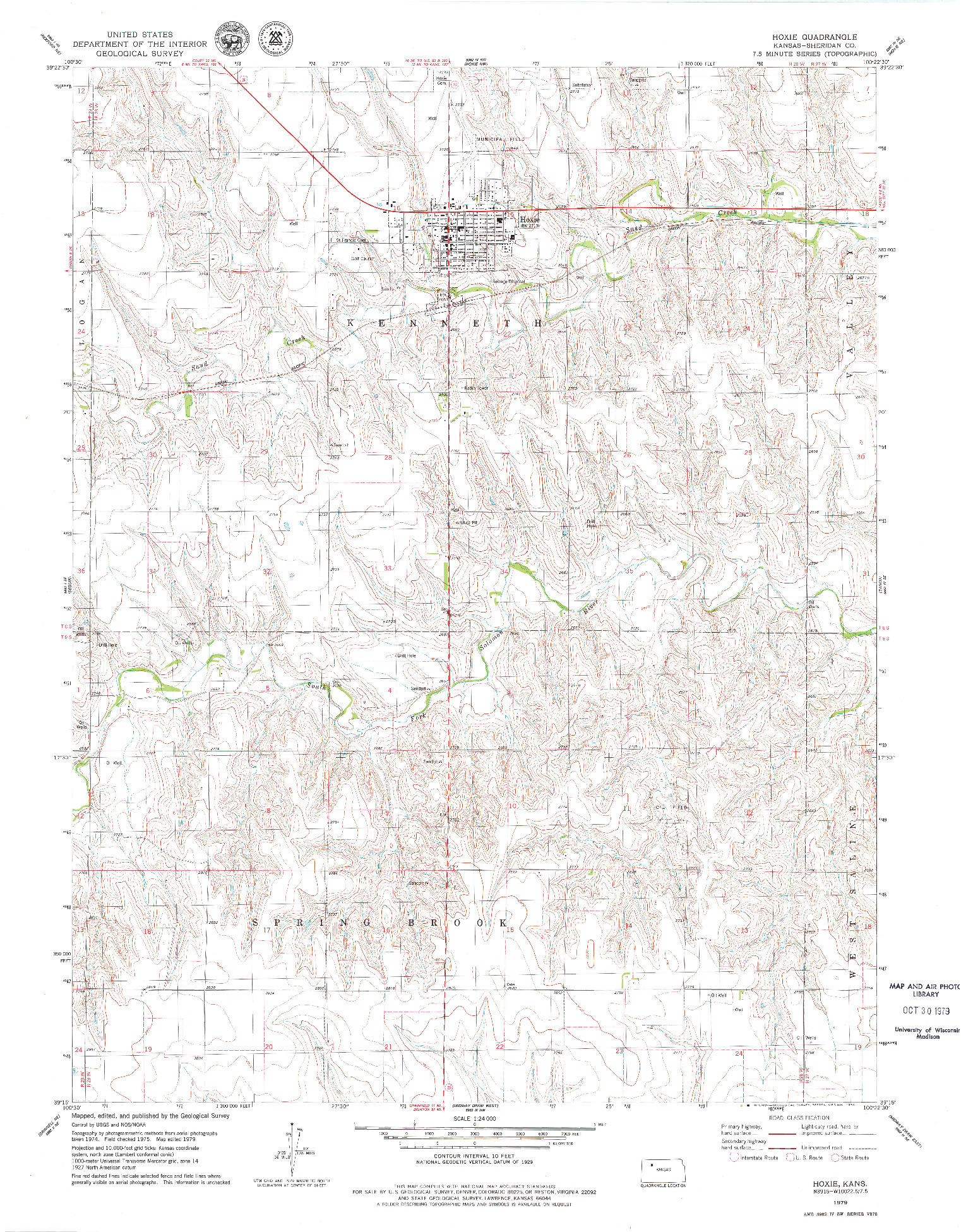 USGS 1:24000-SCALE QUADRANGLE FOR HOXIE, KS 1979