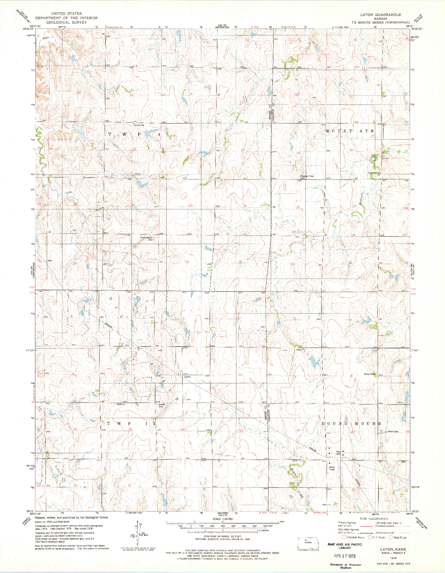 USGS 1:24000-SCALE QUADRANGLE FOR LATON, KS 1978